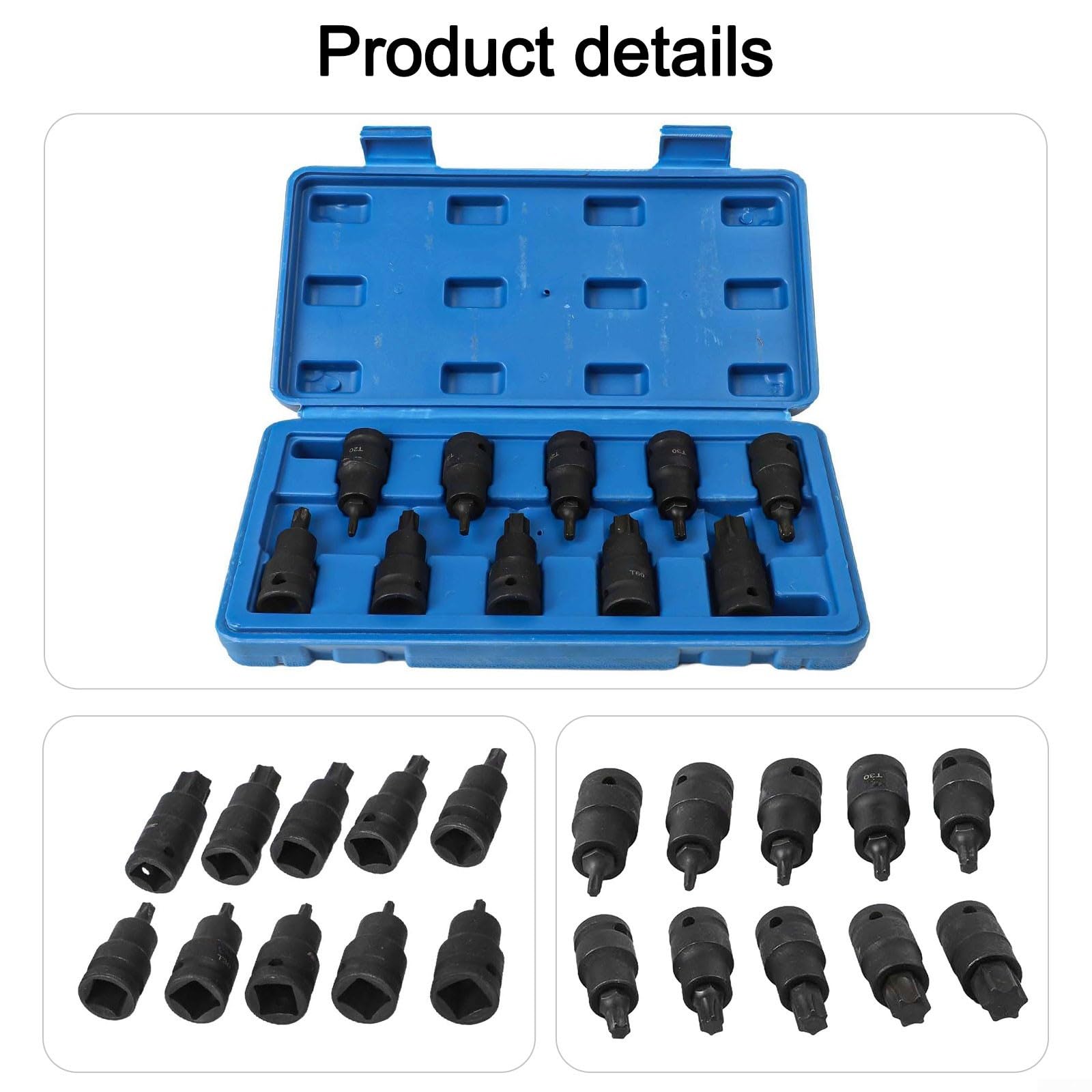 Adattatore Presa per torx 1/2 Pollice T20-T70 10 Acciaio Adattatore