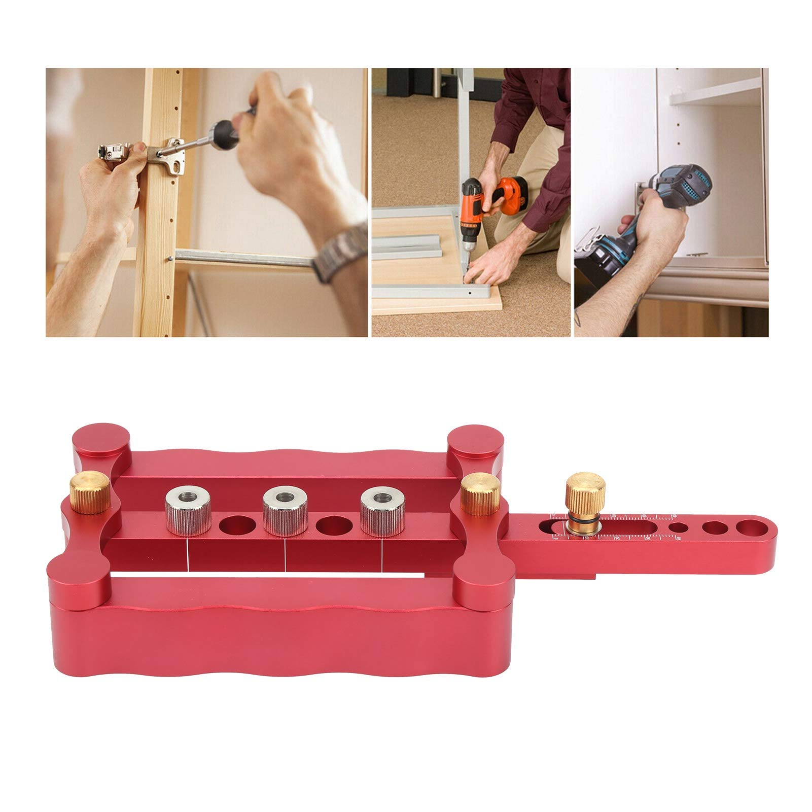 Guía de perforación, localizador de punzón de carpintería, localizador de punzón de punzón ajustable para carpintero bricolaje muebles de trabajo de madera