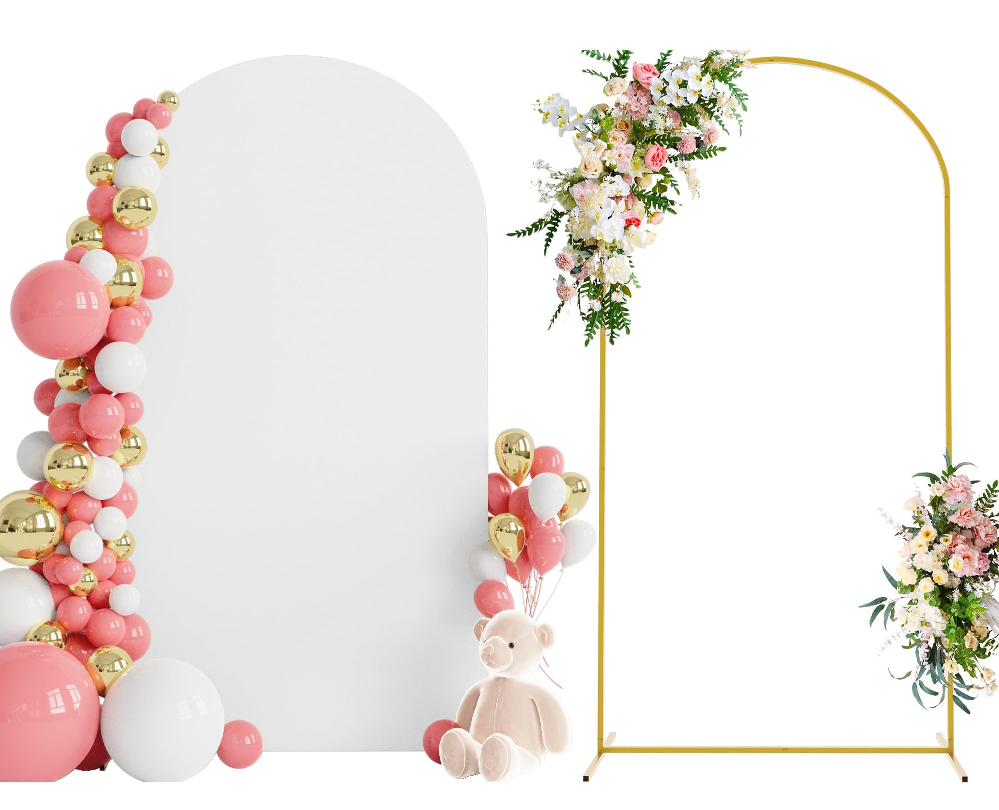 Wokceer 7.2 FT Wedding Arch Backdrop Stand White Cover
