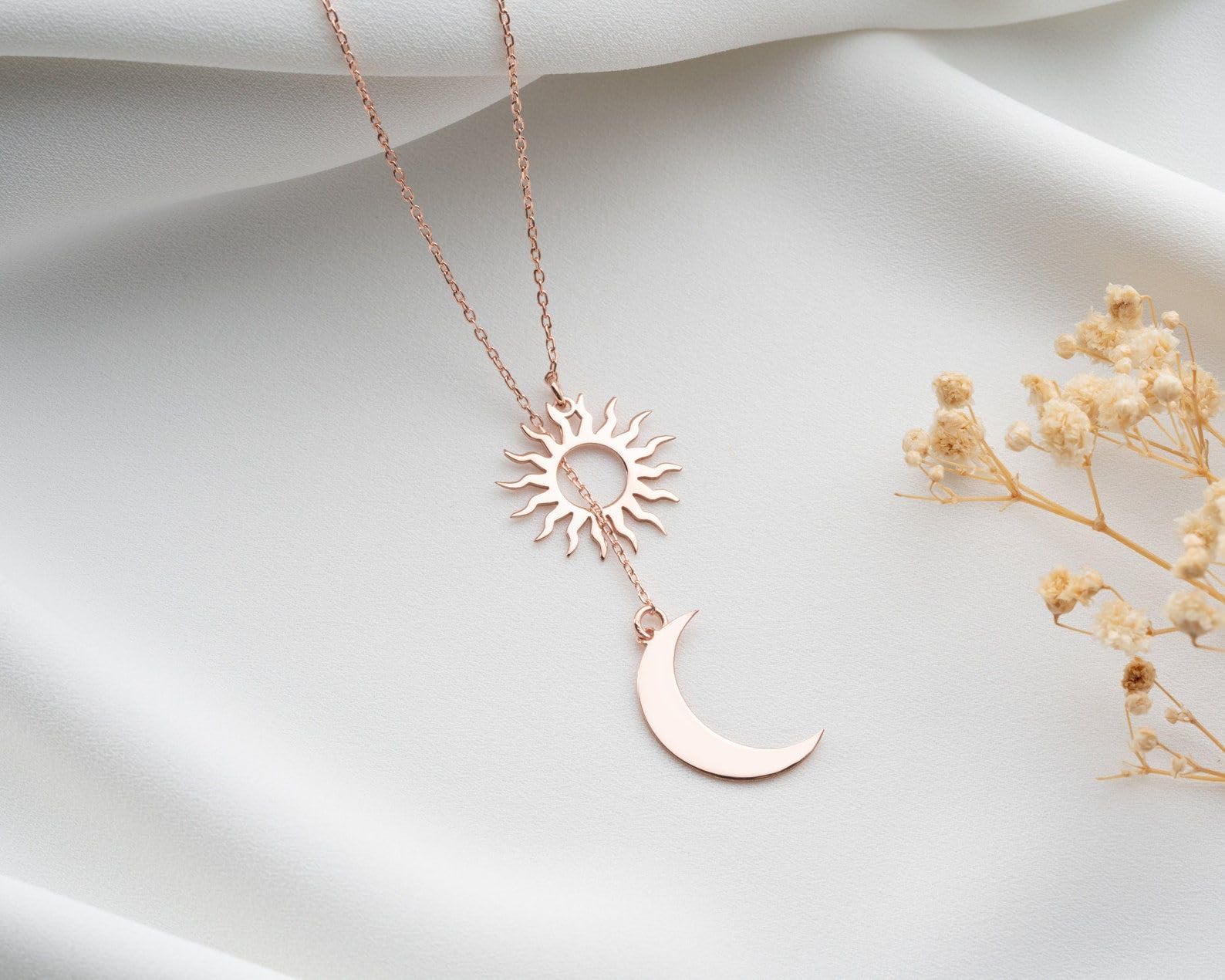 Oro sole e luna coppia collana, sole luna set argento amicizia ciondolo