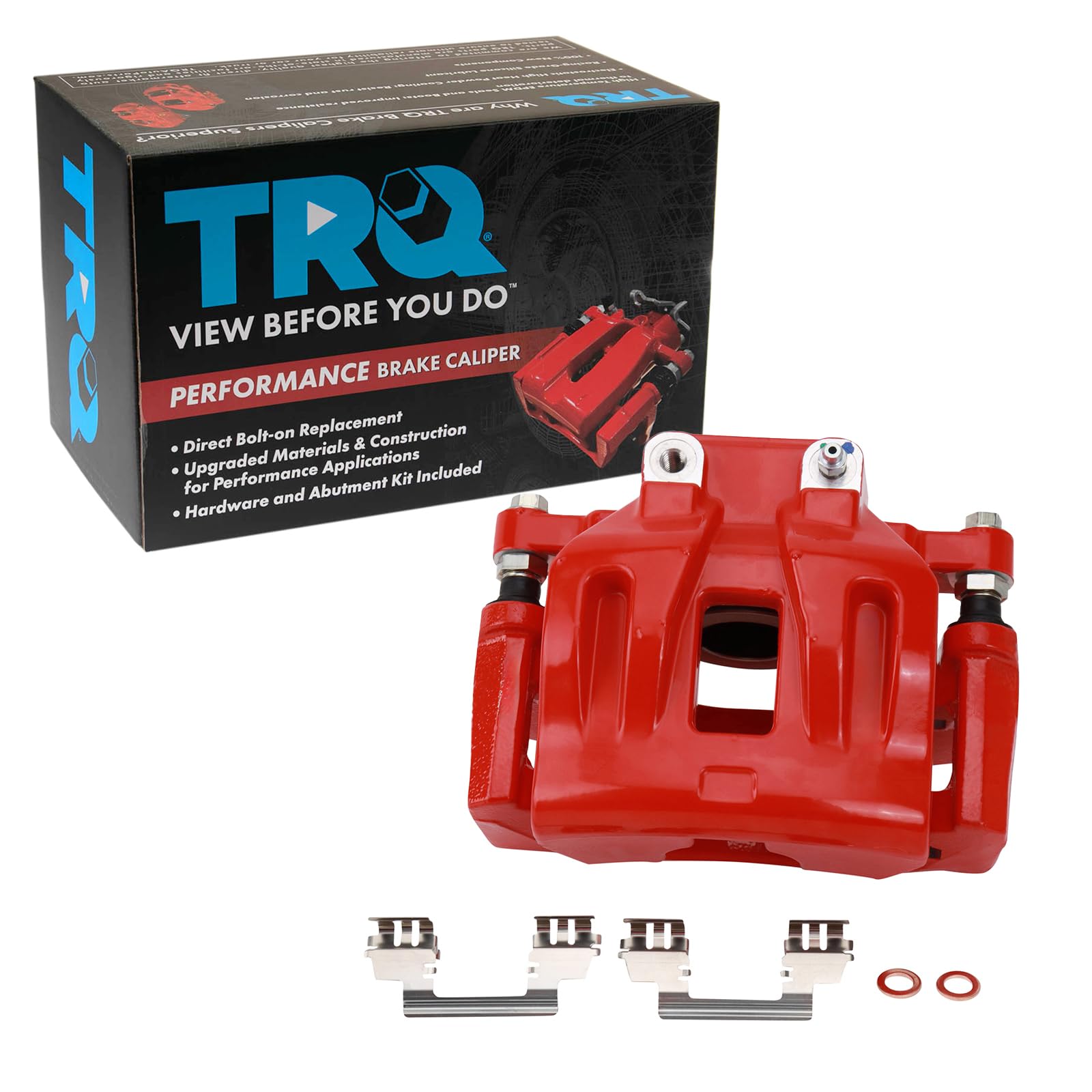 TRQ Front Left Brake Caliper w/Bracket Performance Red Drivers Side