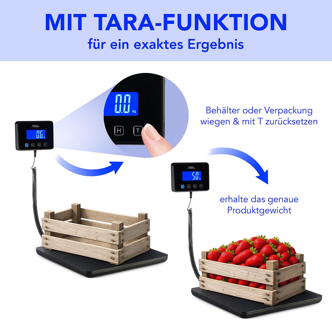 Pèse-colis numérique : balance numérique à plateforme de colis, jusqu'à 200 kg, fonction de maintien et de tare (balance de colis, balance de marchandise)