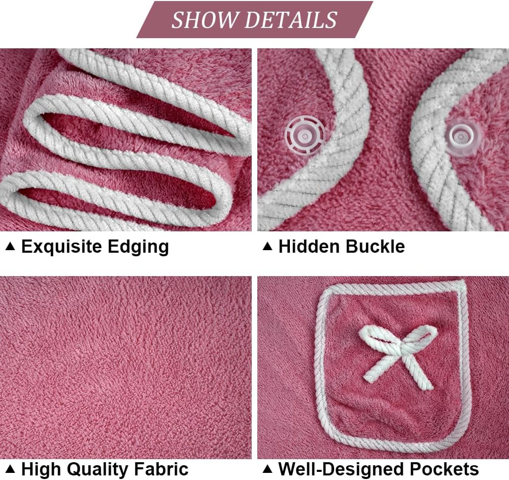 Towel Wrap for Women, Bath Robe with Pocket, Lightweight Short Robes with Closure, Quick Dry Beach Towel Dress