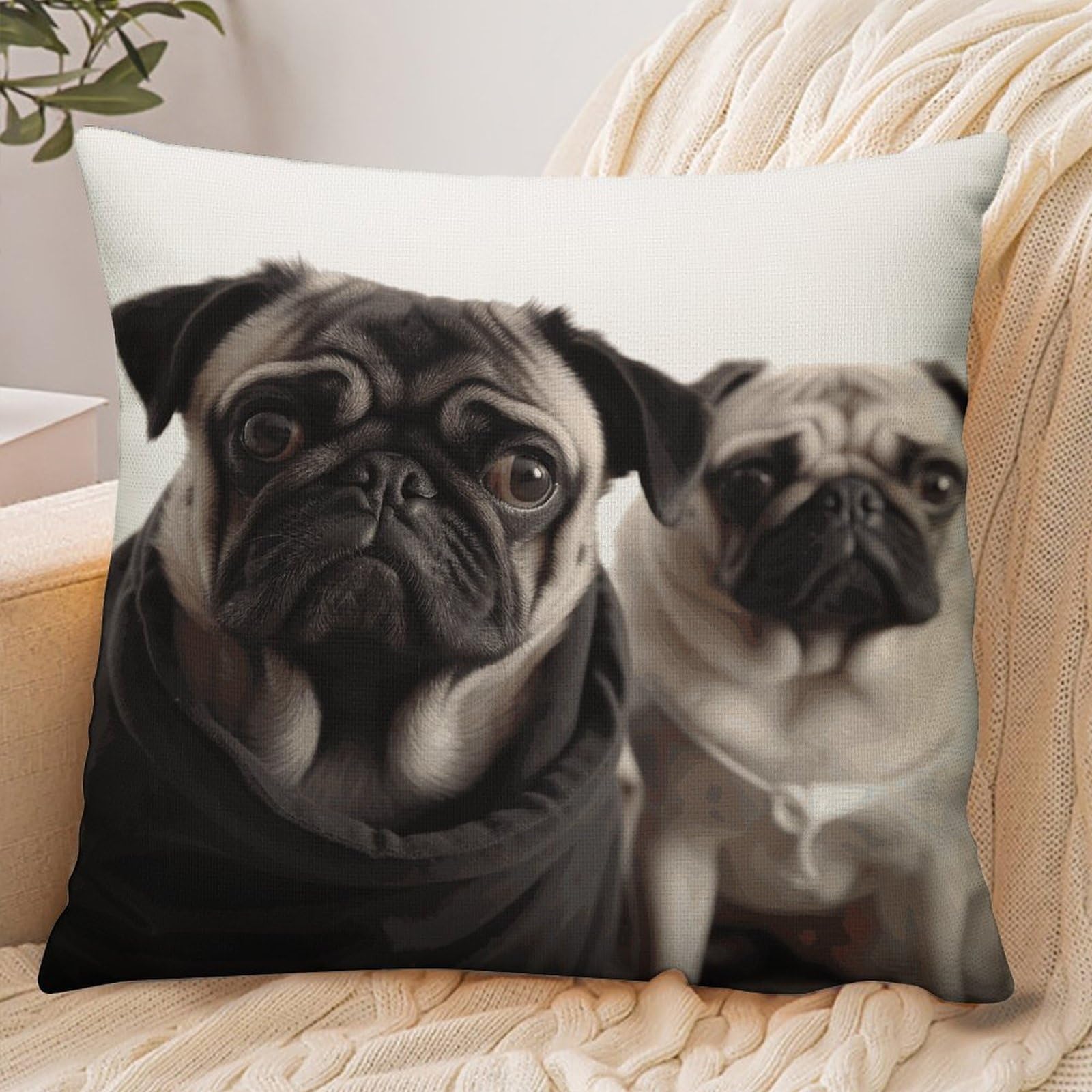 Fekiloot Style Funny Animal Pug Dog Pillowcase Pillow Sham Pillow Case