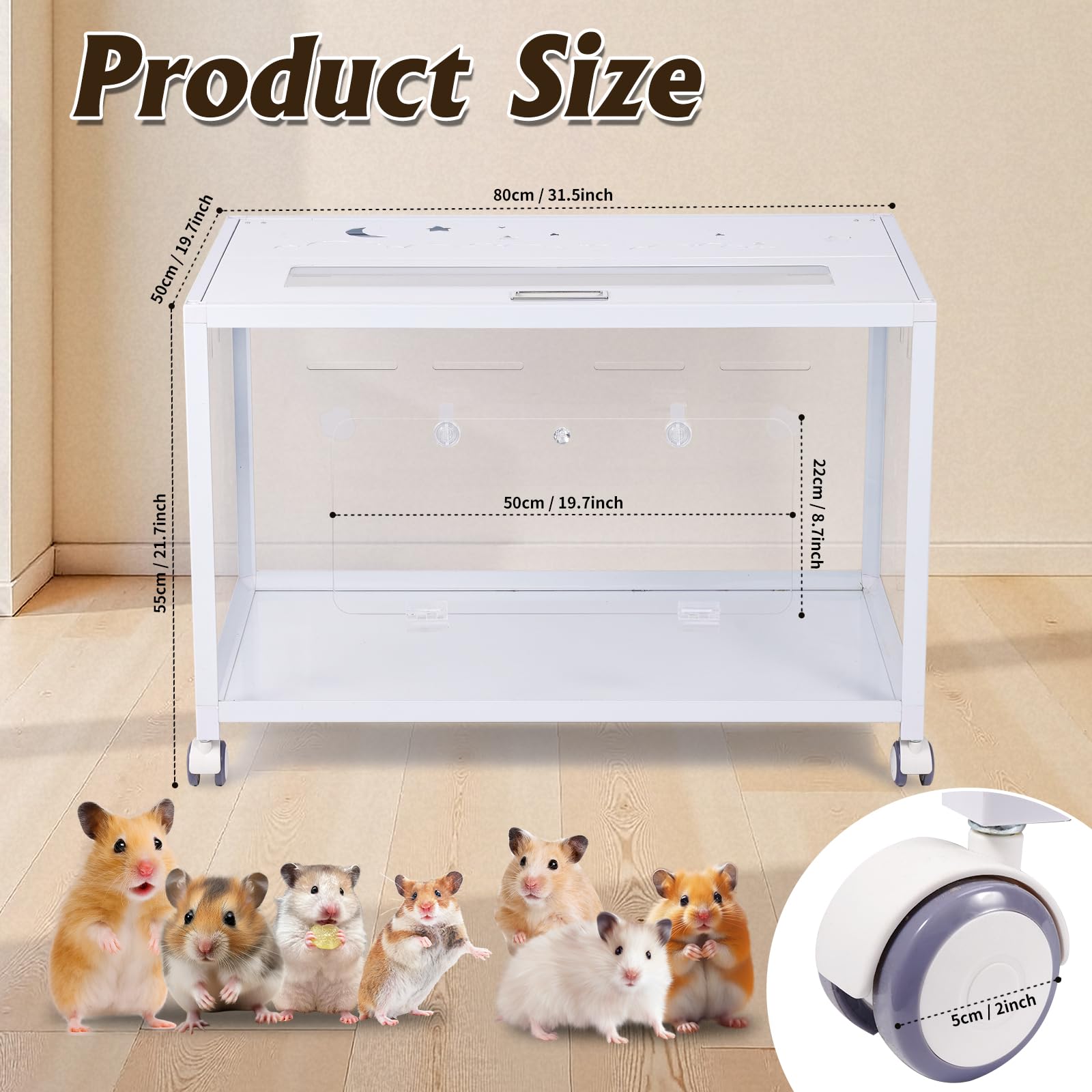 Große Meerschweinchenkäfig Kauspiel-sicher Acryl Aluminium Hamsterkäfig - Weiß, Transparenter Belüfteter Hamsterhaus DIY Innenhaustierkäfig Geeignet für Rennmäuse, Meerschweinchen und Hamster