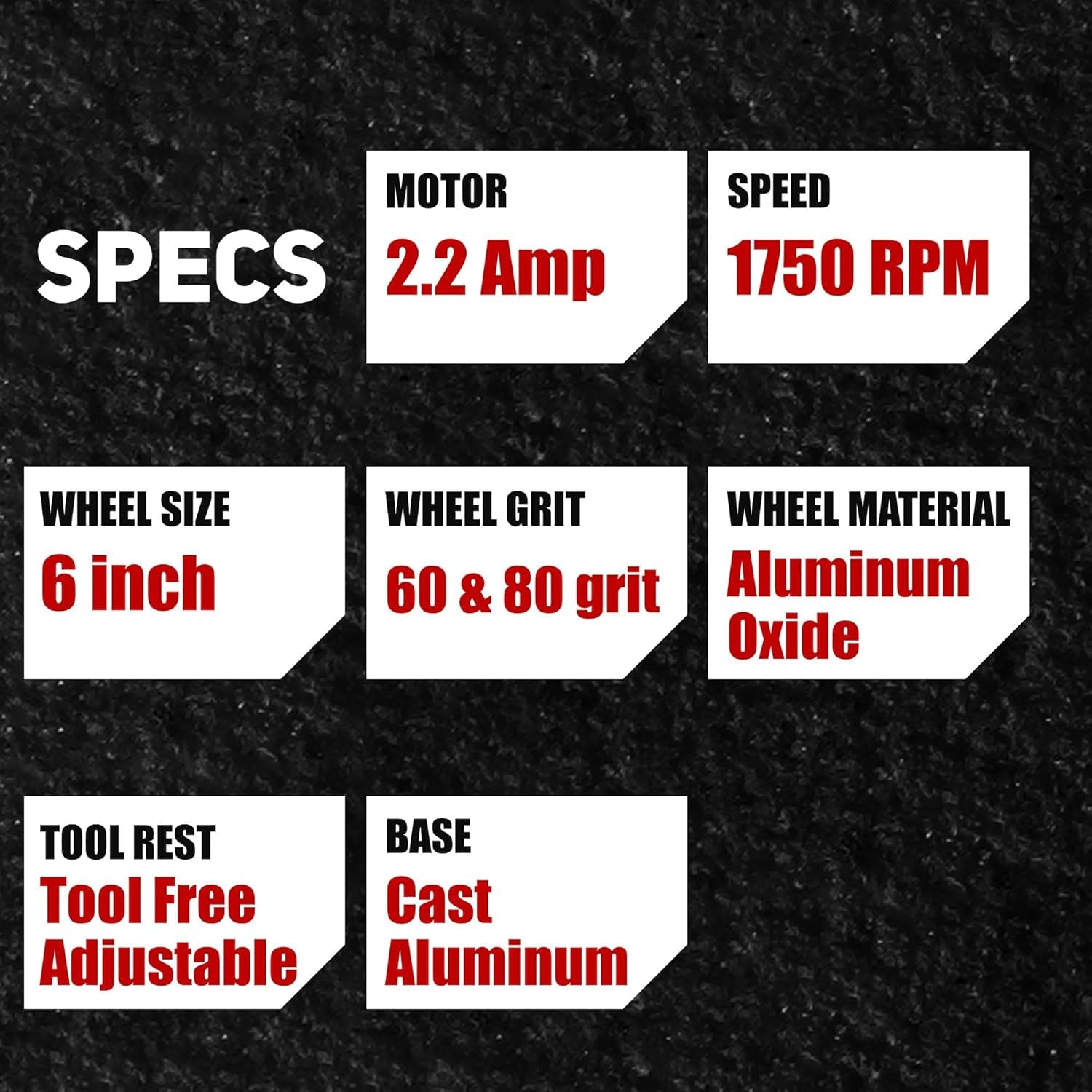 BUCKTOOL 6 13HP Low Speed Bench GrinderHigh Precision Wobble Free Wheels | Table Grinder with 1750RPM60&80 Grit AO WheelEye ShieldSpark Arrestor for ChiselsPlane IronsAxesKnives product thumbnail 5
