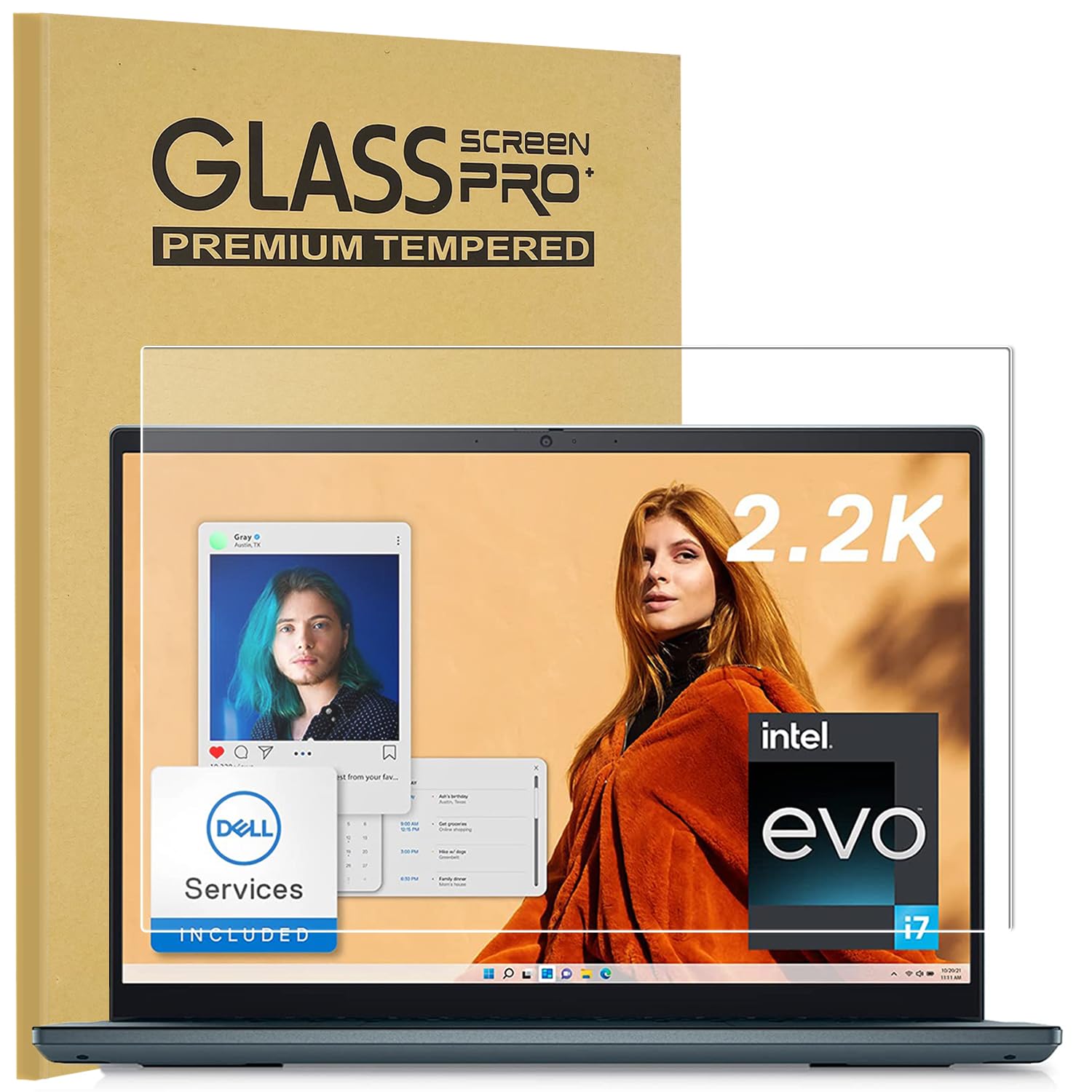 Tempered Glass Screen Protector for 2024 2023 Dell Inspiron 14" 7440 7435 7430 7420 7425 5430 5420 5425 14 inch Laptop, Dell Inspiron 14 Tempered Glass Screen Guard, 9H Hardness, Scratch Resistant