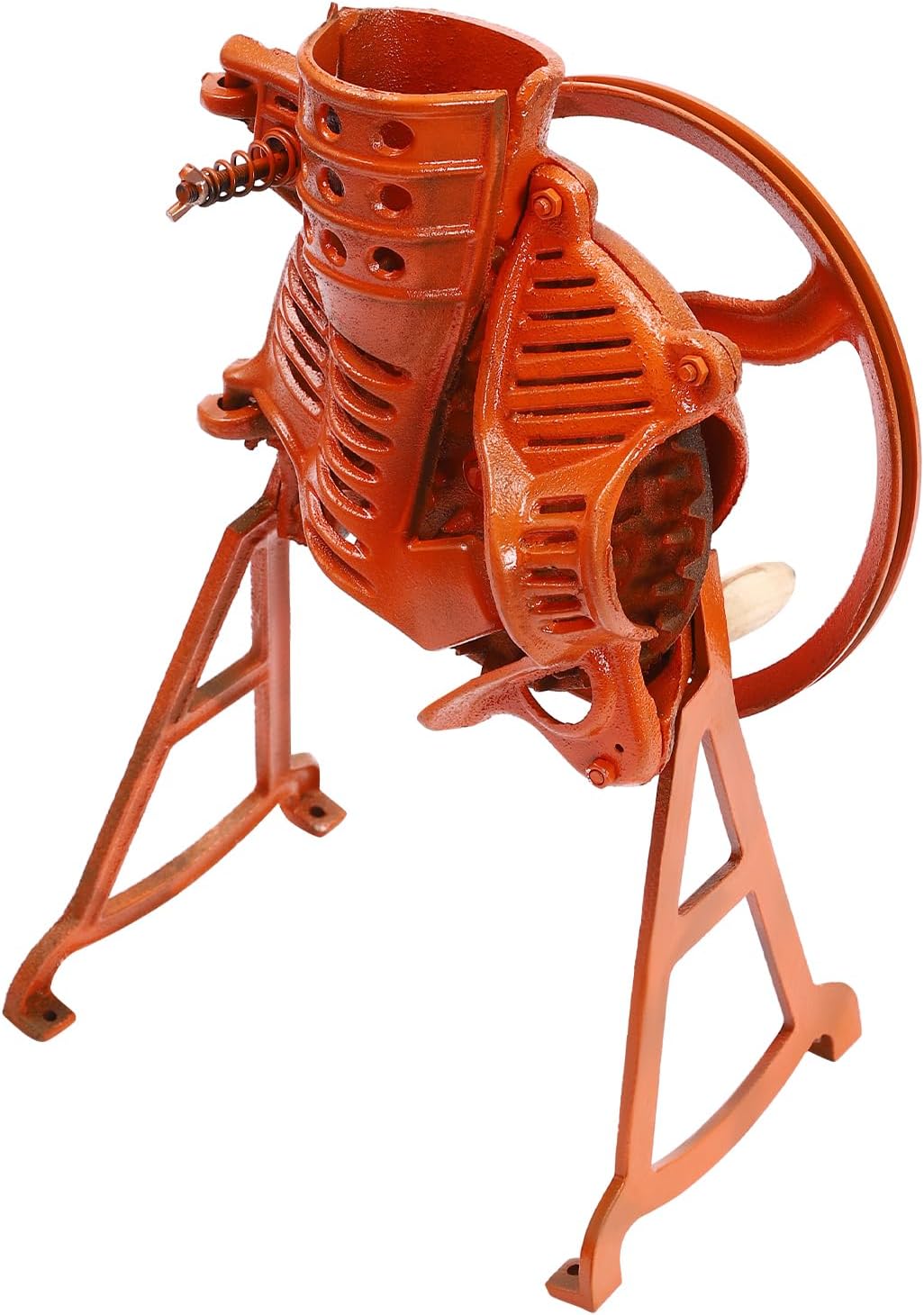 Hand Corn Sheller with Wooden Handle Cast, 2-in-1 Corn Thresher, Corn Sheller Machine Hand Crank, Dry Corn Sheller Iron Corn Shelling Machine for Small Farm and Household Usage (Orange)