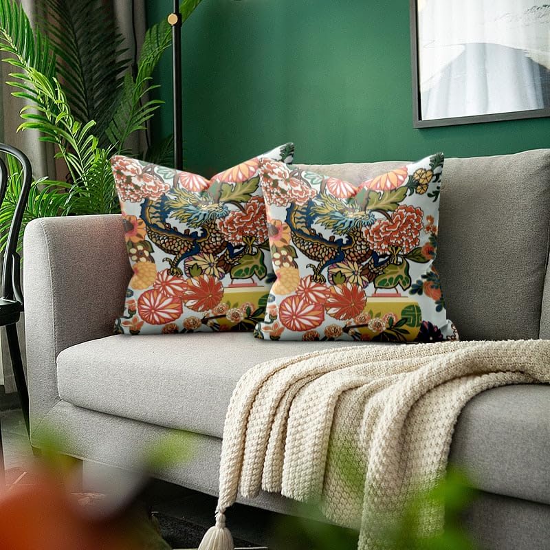 Miniatura 4 de WWH Chinoiserie - Juego de 2 fundas de almohada de dragón de 18 x 18 pulgadas, fundas de almohada decorativas para sofá, sala de estar, cama, fundas