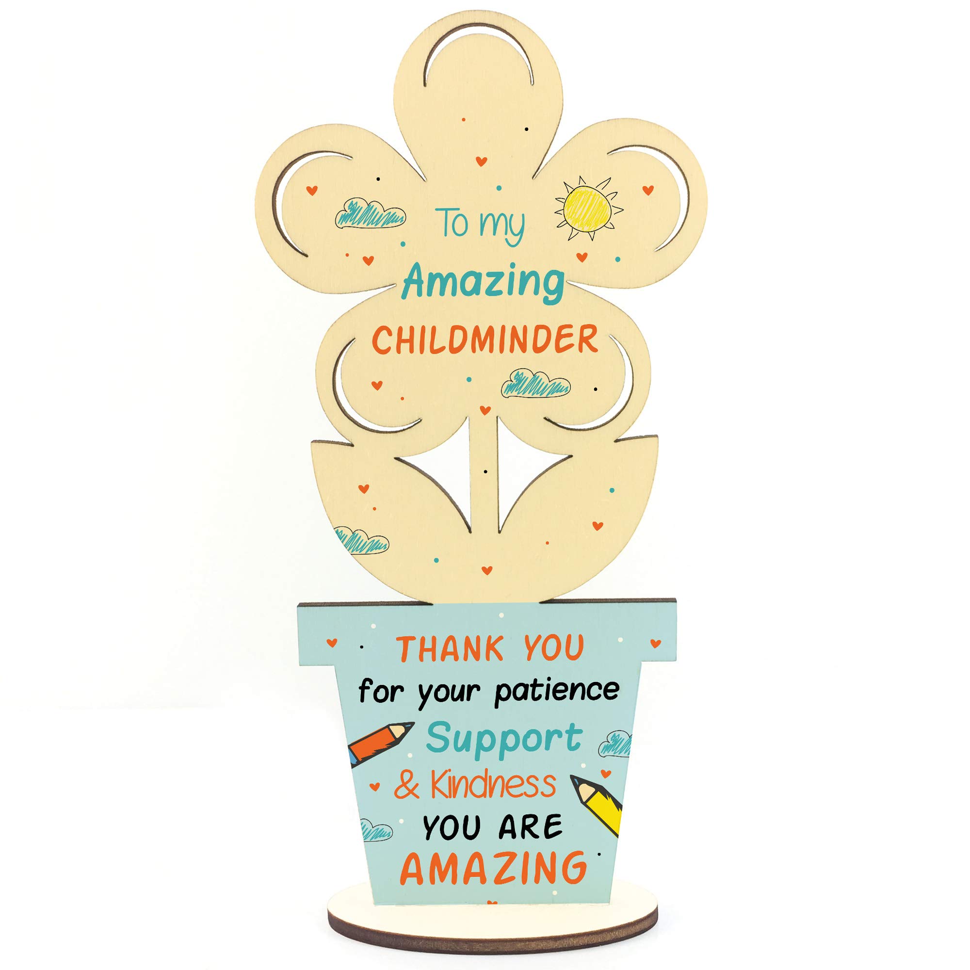 RED OCEAN Childminder Thank You Gift Wooden Flower Present For Babysitter Leaving Nursery School Gifts