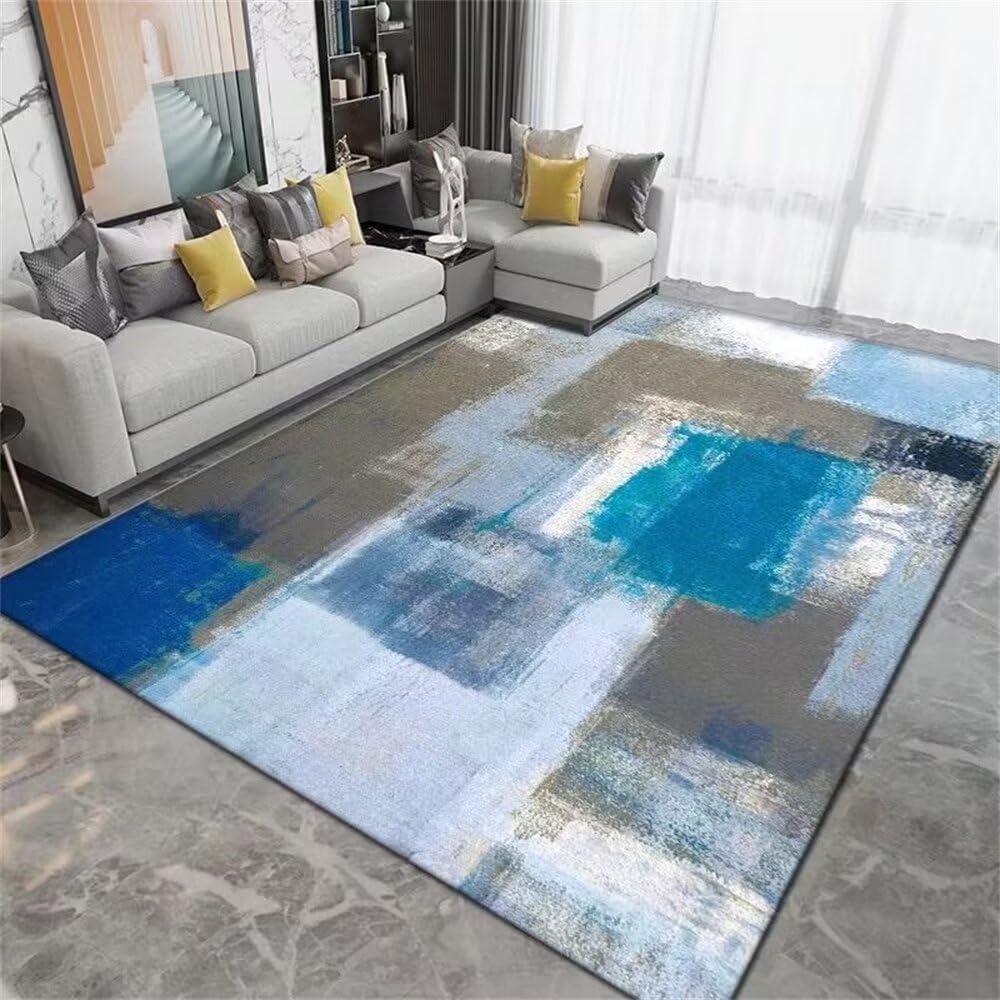Tapis de salon isolation phonique 140x200cm gris-bleu pour atténuer les bruits de pas