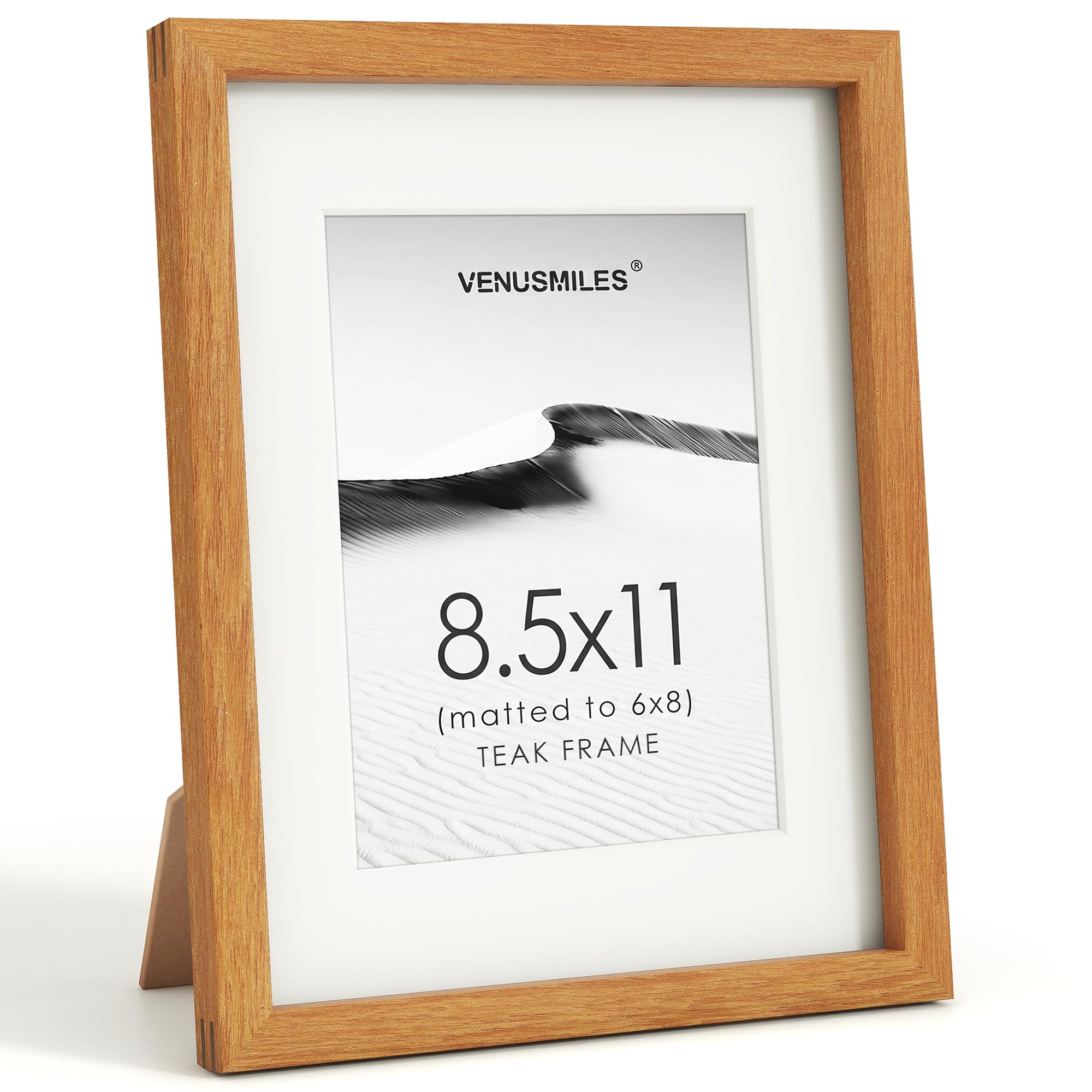8.5x11 Picture Frame, USA-Sourced Natural Teak Wood Photo Collage Frame