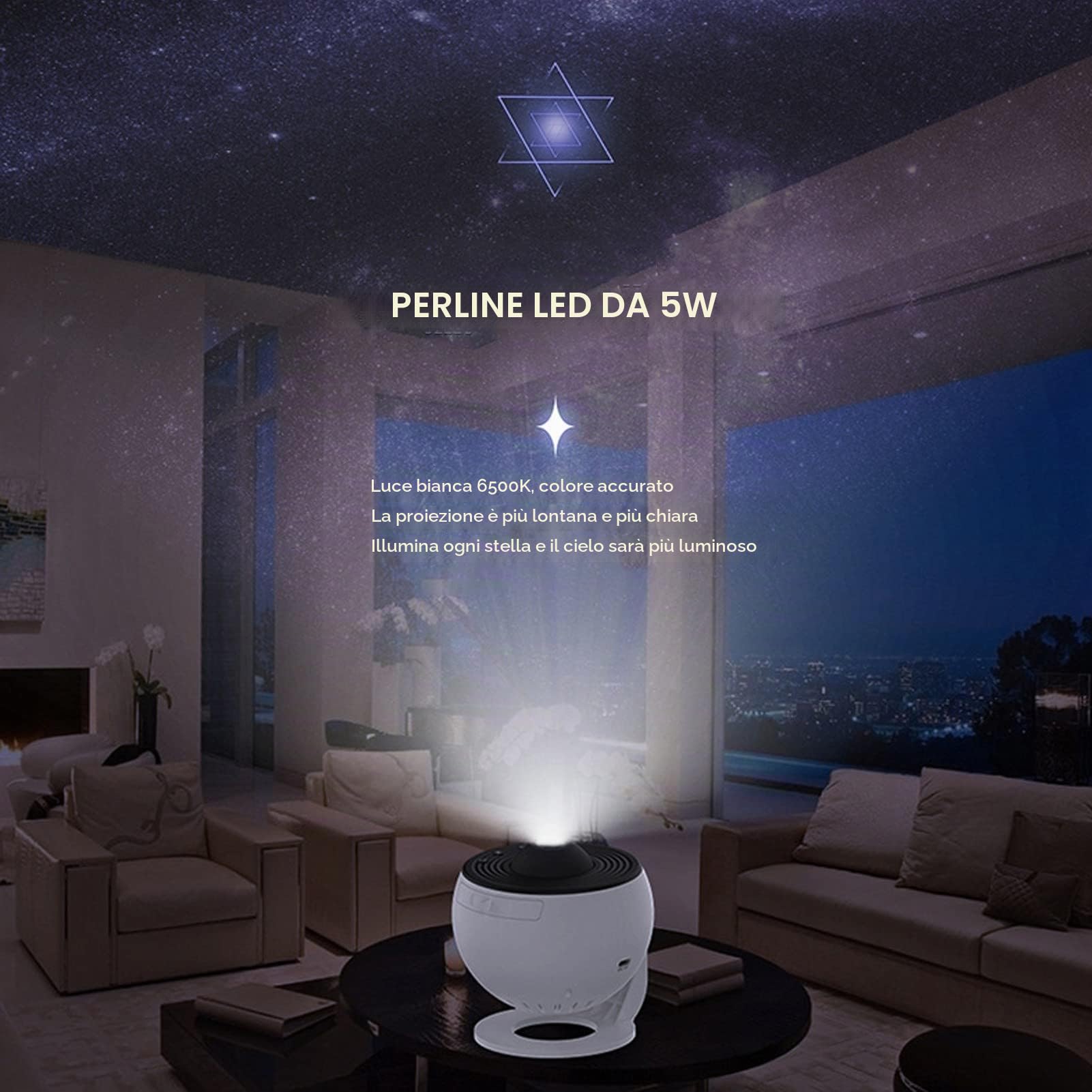 Proiettore Stellare, 12 Temi HD Focusing Proiettore Galassia Planetario 12 in 1, Ampia Area di Proiezione Luci a LED Lampada di Proiezione Stella Romantica per Sala da Gioco Home