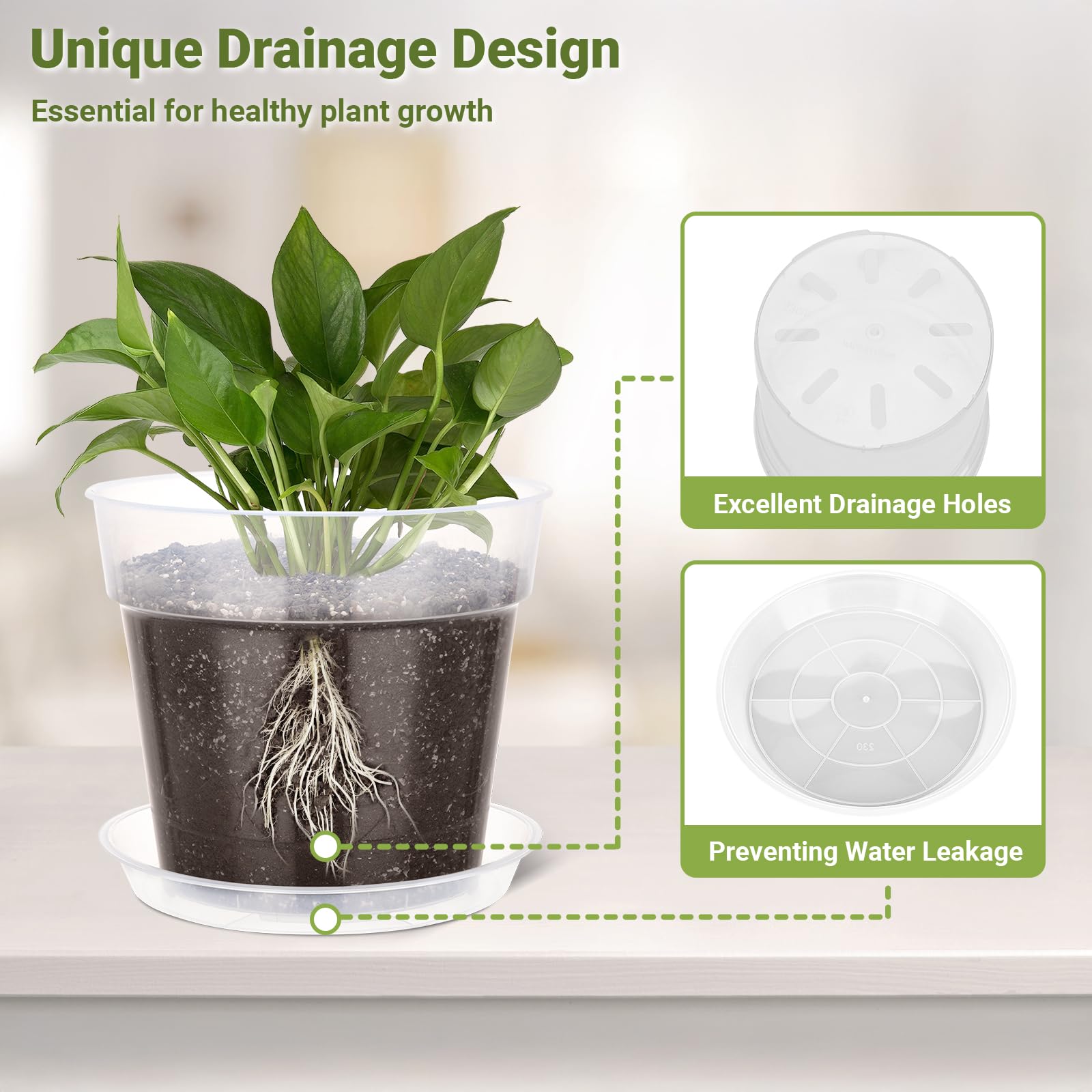 GREANER Lot de 16 grands pots à orchidée solides et robustes avec drainage en plastique transparent pour plantes de 15,2 cm, 17,2 cm, 22,4 cm, 25,4 cm, 25,4 cm, 30,5 cm