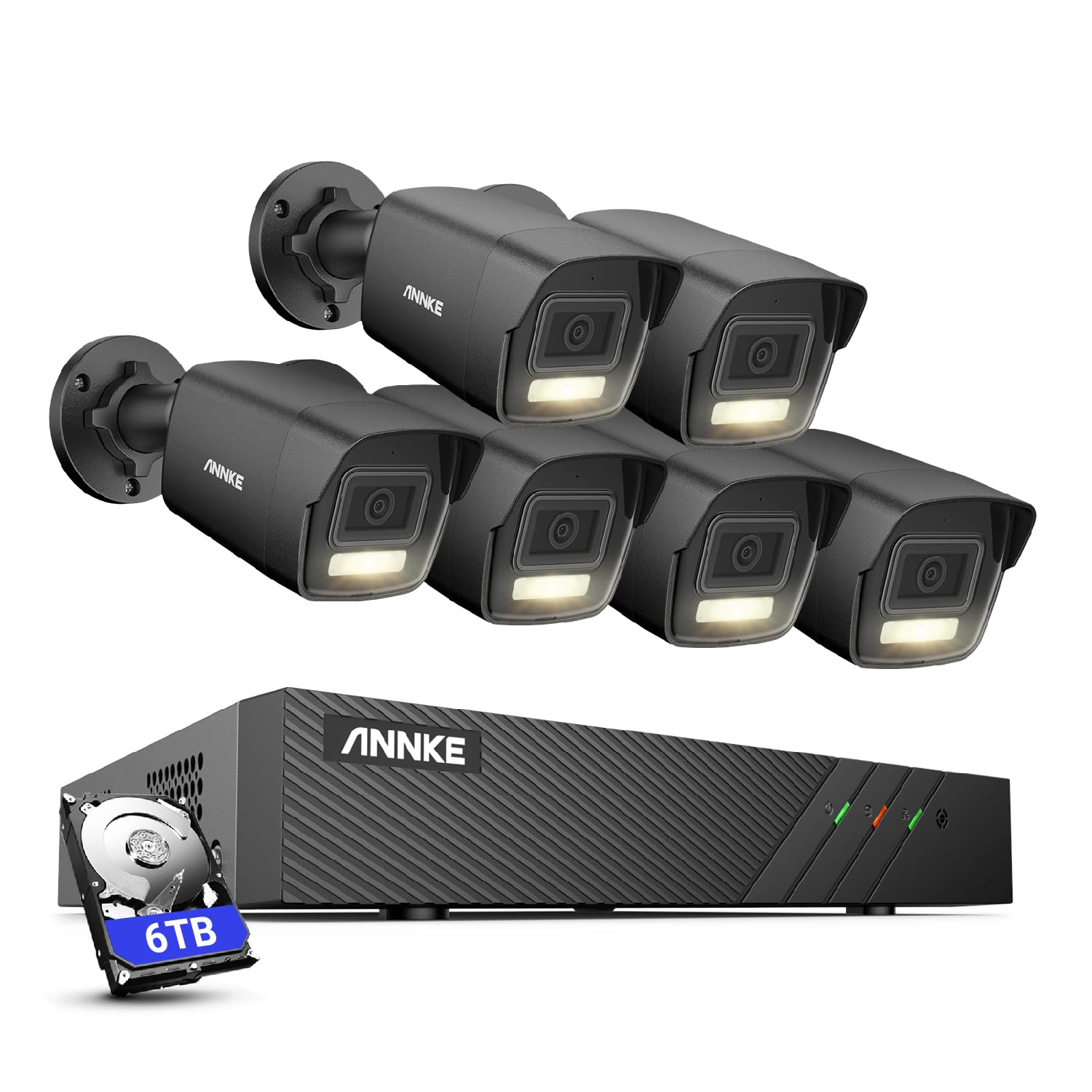 ANNKE 3K/5 MP kamera do monitoringu zewnętrzna, 6 x 3K PoE IP kamera outdoorowa z inteligentnym rozpoznawaniem osób i rozpoznawaniem pojazdu, 8CH 6 TB HDD NVR do monitoringu wideo 24/7, widoczność w