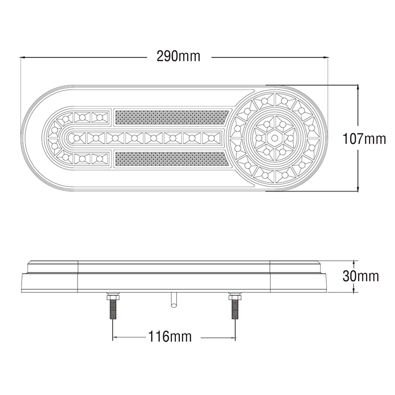 D-TECH 2 LED-Rücklichter für Anhänger, Bremse, Nebelscheinwerfer, Rückwärtsgang, Neon und dynamische Drehanzeige - LKW, Wohnwagen, wasserdicht