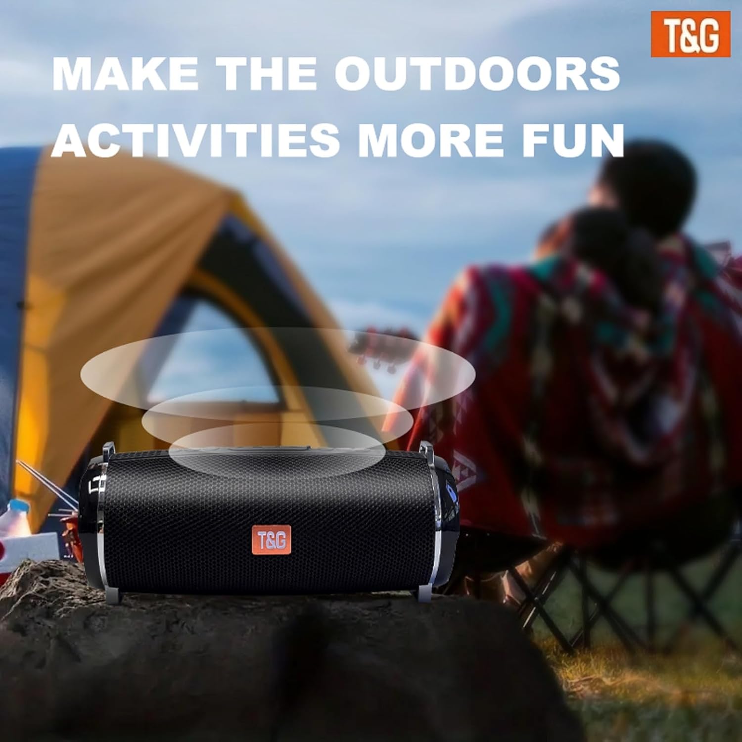 T&G Portable Bluetooth Speaker, 30W 360° Surround Sound IPX4 Waterproof Wireless Speakers, HD Call, RGB Lights, 20H Playtime for Home/Party/Outdoor/Beach, White Elephant Gift - Image 5