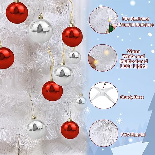 Miniatura 7 de TURNMEON Árbol de Navidad de 4 pies con 80 luces cálidas, temporizador de 8 modos de bricolaje, 20 esferas de adornos artificiales alimentados por