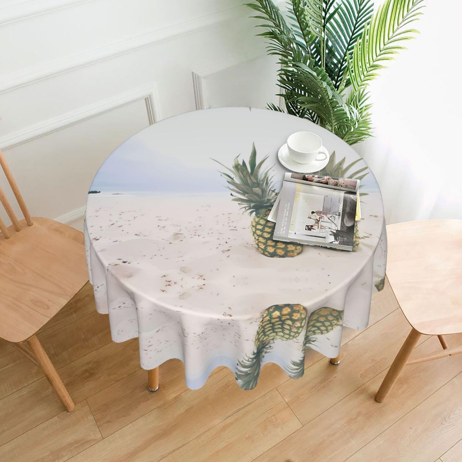 YYHWHJDE pineapple Painting Prints Round Decorative Tablecloth 60in - High-Grade Polyester Throw for Elegant Dining & Festive Gatherings