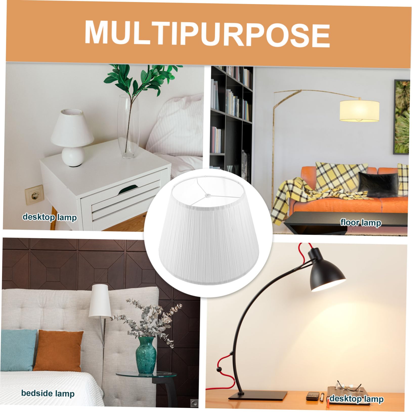 Pantalla de Lámpara Hogar de Lino Blanco, Estilo Simple