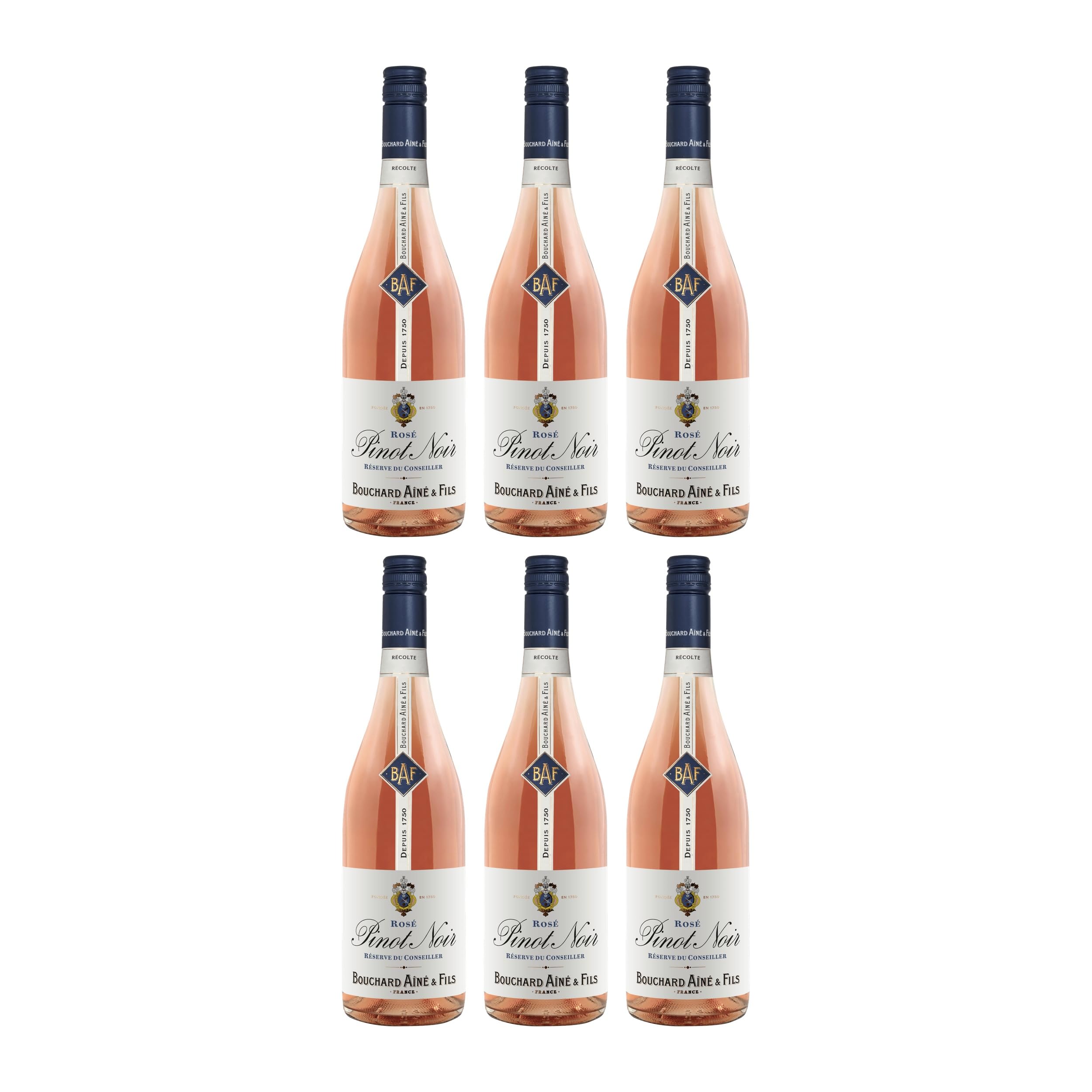 Bouchard Aîné und Fils Pinot Noir Rosé Roséwein Trocken VEGAN Frankreich inkl. FeinWert E-Book (6 x 0.75 l)