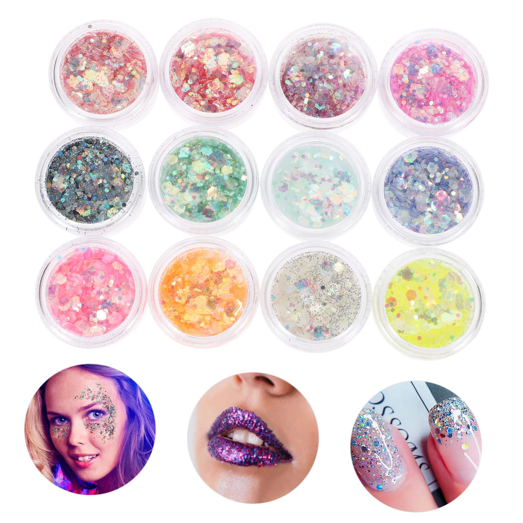 Baluue 2 Set Scintillio Ombretto in Crema Glitterata Spray Glitterato Per Accessori Make up Ombretto Glitter Gel Cosmetico Glitterato Glitter Liquido Per Il Corpo 12 Scatole*2