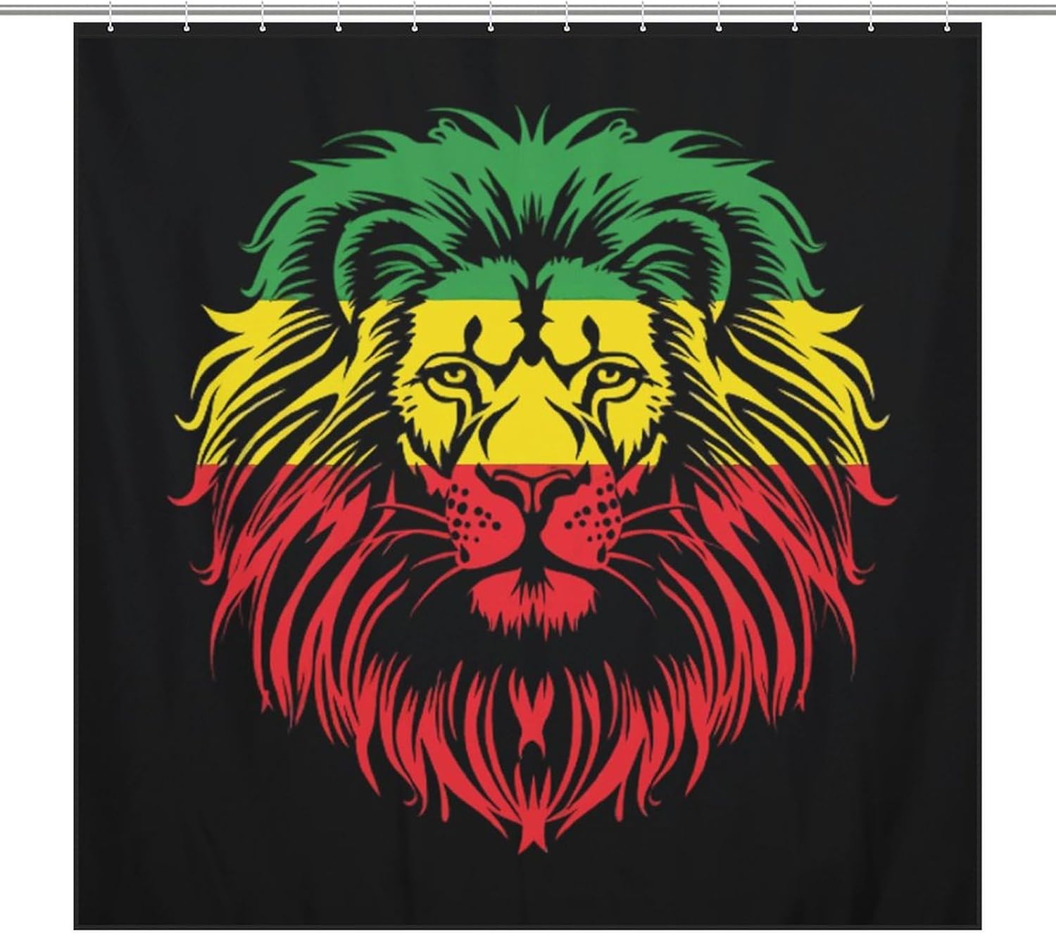Lion of Judah Reggae Funny Shower Curtains Washable Bath Curtain Liner with Hooks for Bathroom Bath Tubs 72x72Inch (183x183cm)