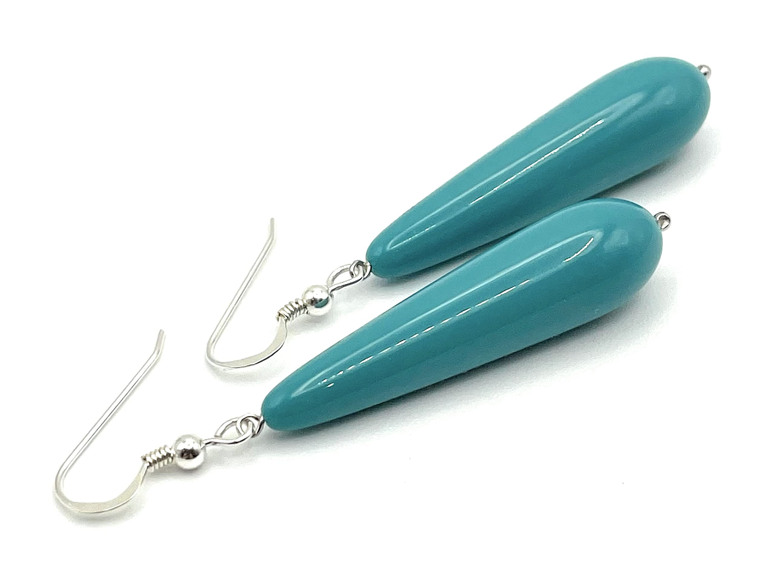 Pendientes Colgantes de Plata 925 y Lagrimas Turquesas, Joyas Artesanales, Regalo para Mujeres