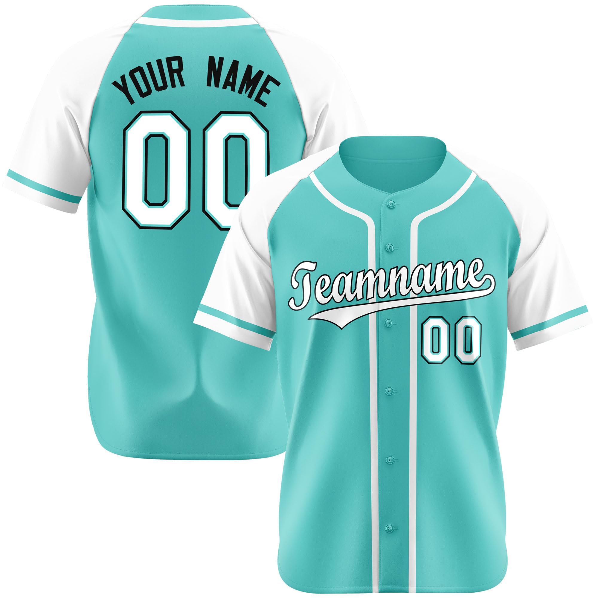Generic Cutsom Baseball Jersey Button Down Shirt Personalized Name/Number Stitched Sports Uniform for Men Women Youth, Aqua&white-07