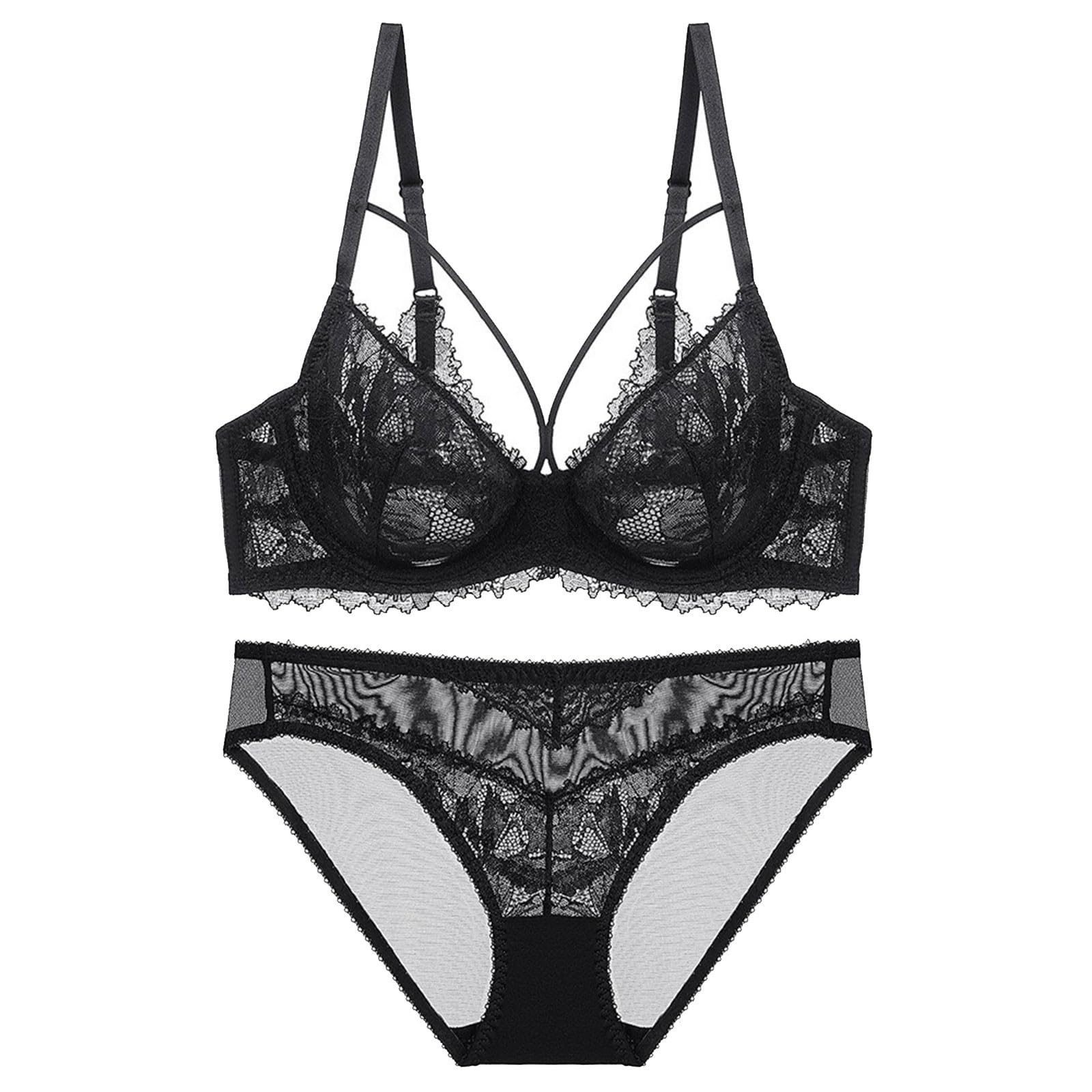Conjunto De Sujetador Ropa Interior Sexy for Mujer, Encaje Fino Pequeño Busto Grande, A, 40C