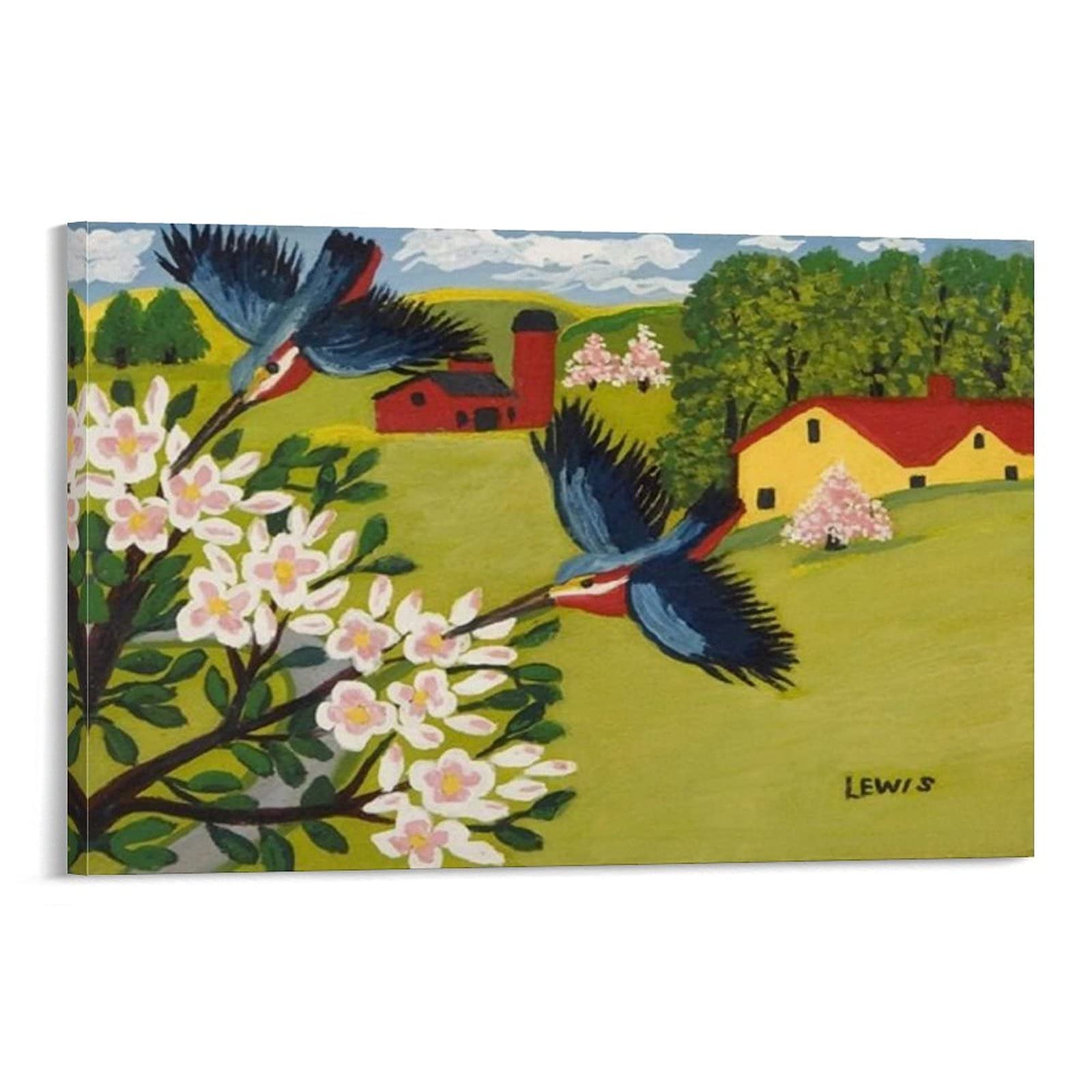 NJHUY Apple Blossom Maud Lewis Poster Canvas Art Poster and Wall Art Picture Print Modern Family Bedroom Decor Posters 16x24inch(40x60cm)