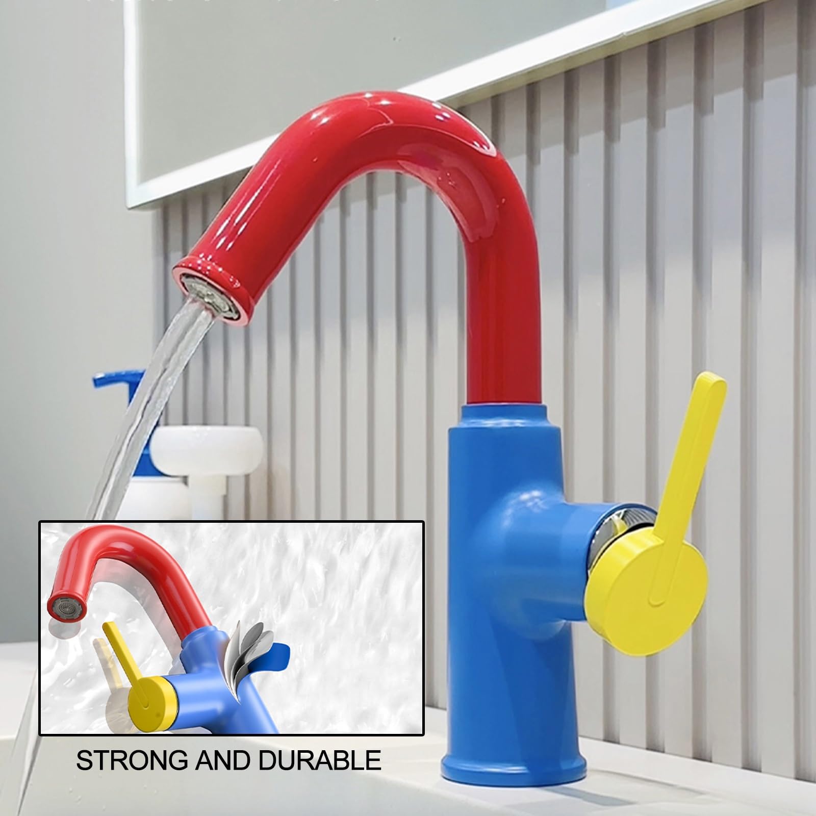 Rubinetto Bagno Lavabo, Rubinetti for Acqua Calda e Fredda Rotanti a 360°, Doppia modalità di Uscita dell'Acqua(Silver)