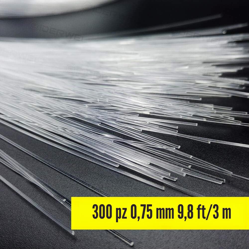 GIDEALED Cavo in fibra ottica a LED, 3 m, 300 pezzi, 0,75 mm, PMMA Plastic End Glow LED, fibra ottica, per soffitto stellato, illuminazione, tutti i tipi di driver Light Engine (senza motore in fibra