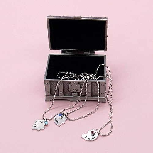 Miniatura 6 de AUEAR, Joyero de metal vintage, caja de tesoro, baratija, rectangular, anillo pequeño, aretes, collar, recuerdo, estuche para regalo para damas