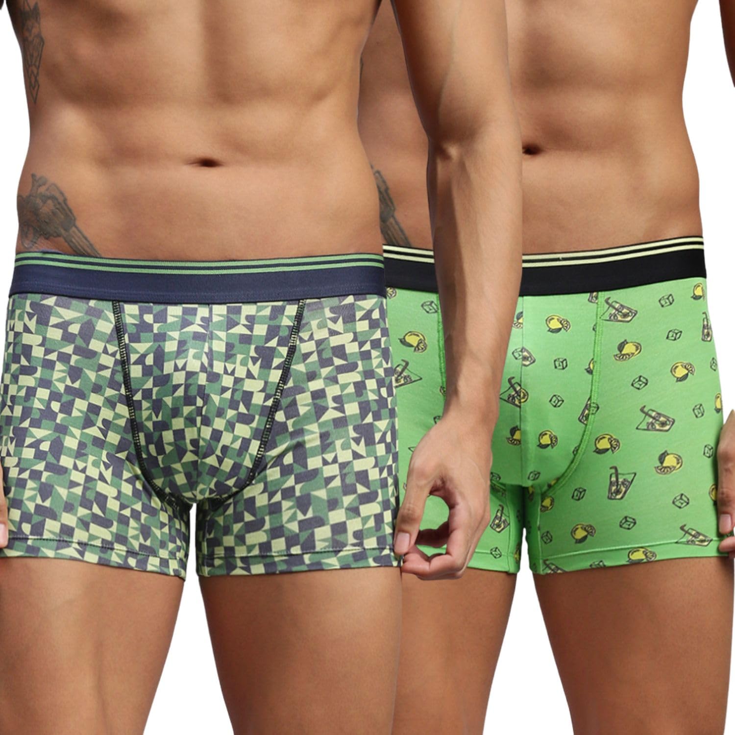 2PC Pack of Crazy Cubes & Lime 'N' SODA Men Modal Printed Trunks-image-10