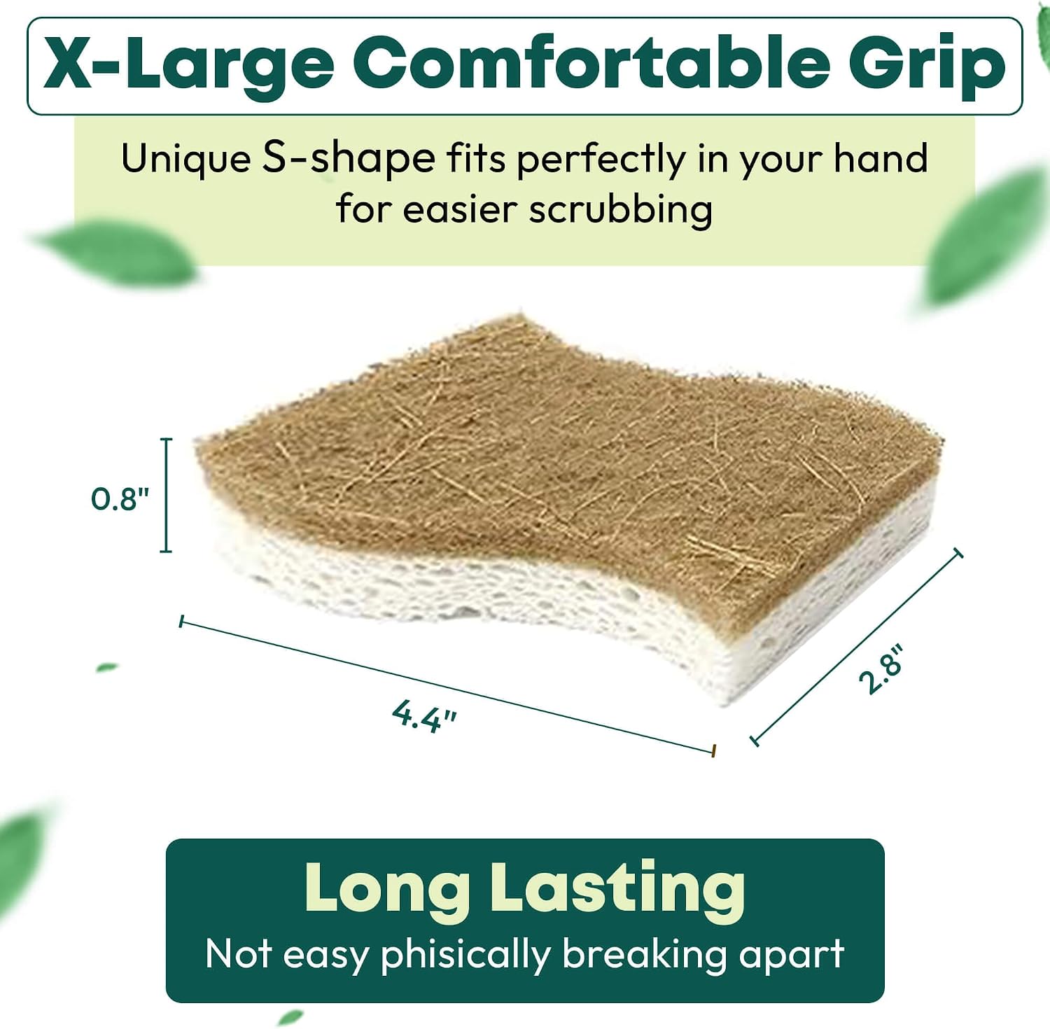 Biodegradable Natural Kitchen Sponges - Compostable Dish Sponge Scrubber, 6 Pack Multipurpose Sponges for Dishes, Cleaning Scrub Sponge for Dishwashing image 2