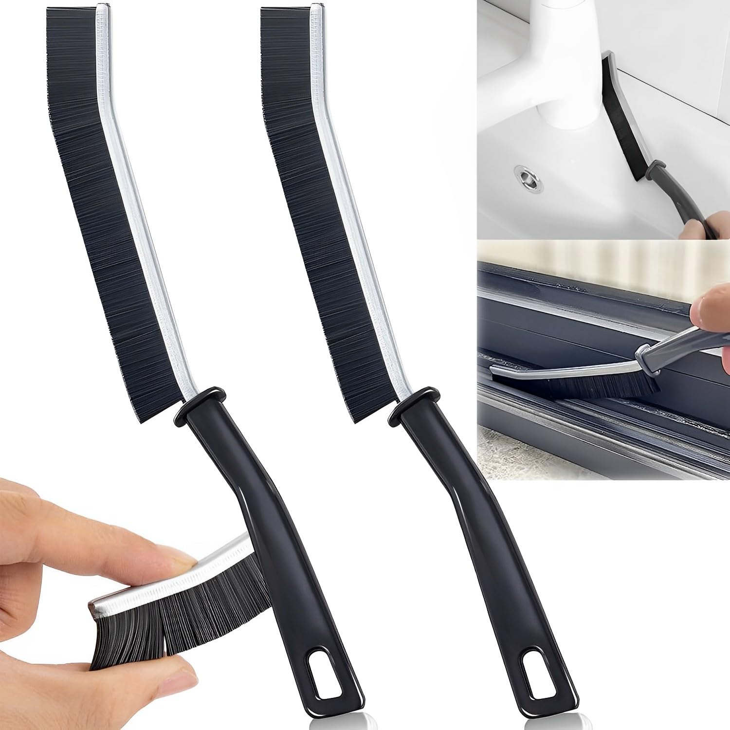 2 PCS Crevice Cleaning Brush, Hard Bristle Crevice Cleaning Brush, Crevice Cleaning Brushes for Household Use, Dead Corners Multifunctional Bathroom Gap Cleaning Brush, Gap Cleaning Brush