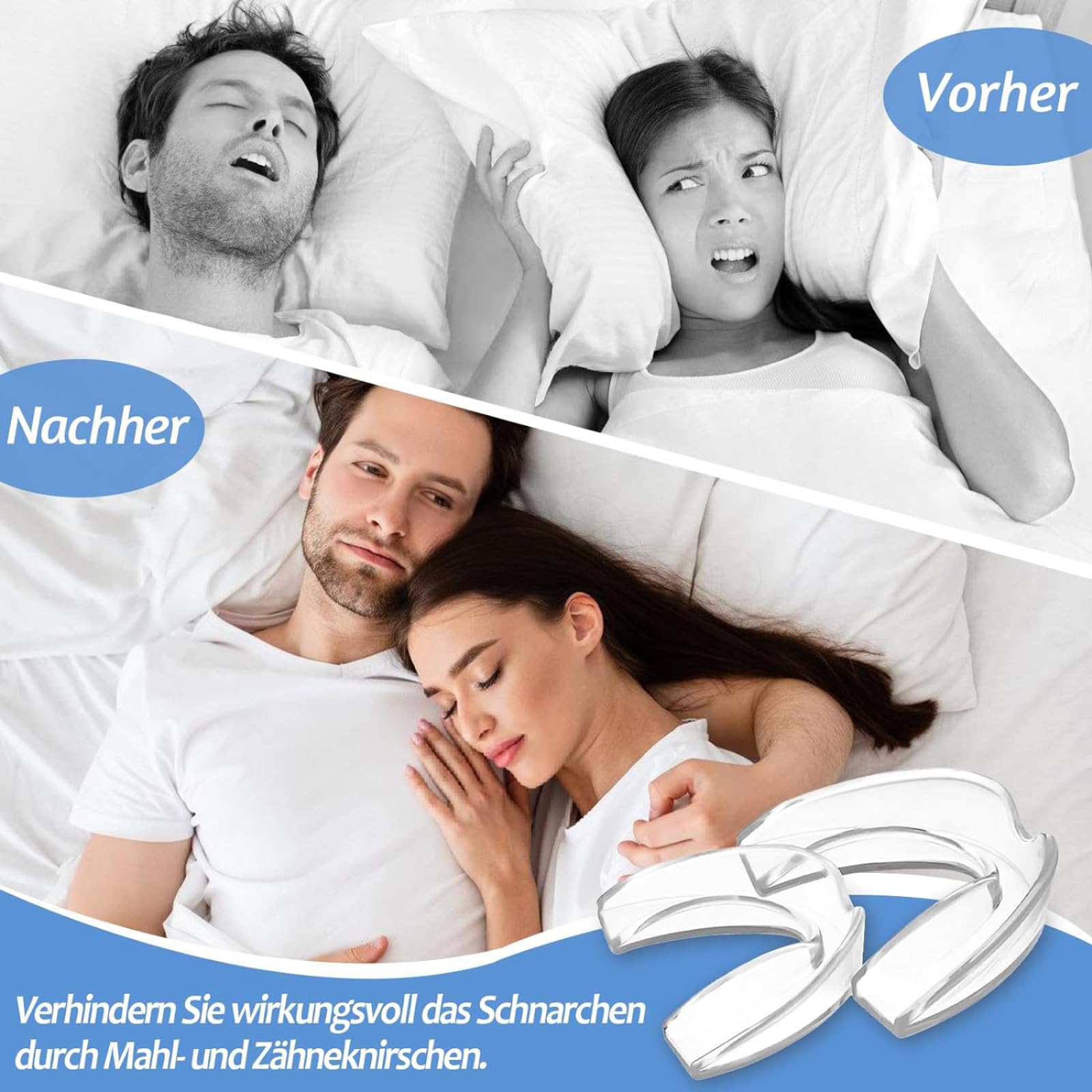 4 Piezas Ferula Descarga Bruxismo, Férula Dental de Descarga in 2 Tamaños, Protector Bucal para Dormir, Protector Bucal Bruxismo con Caja, Prevenir el Bruxismo — view 6