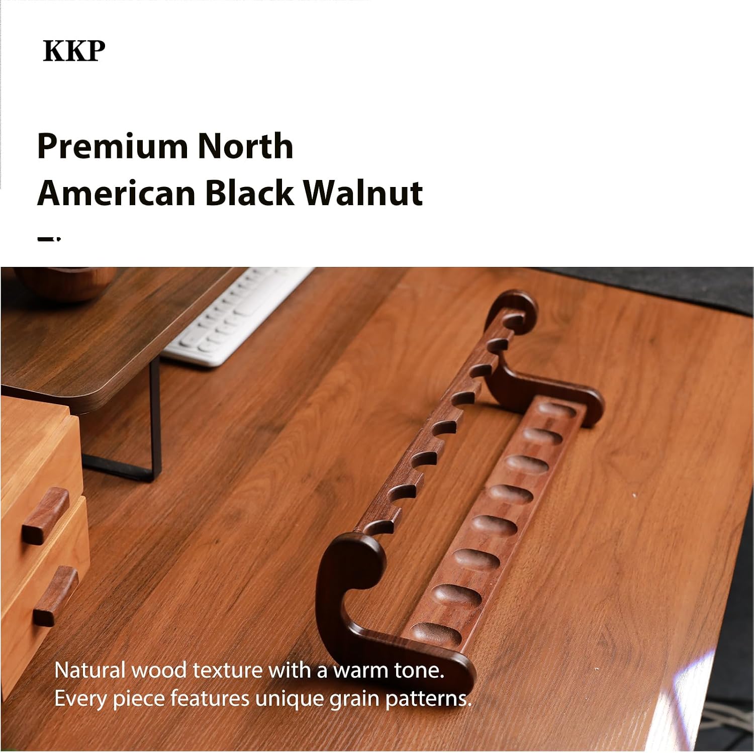 kkp 8-Slot Tobacco Pipe Rack|Mortise and Tenon Structure|Secure Pipe Hold|North American Black Walnut Wood| Ideal for Smoking Lounges & Home Offices|Perfect for Pipe Collectors