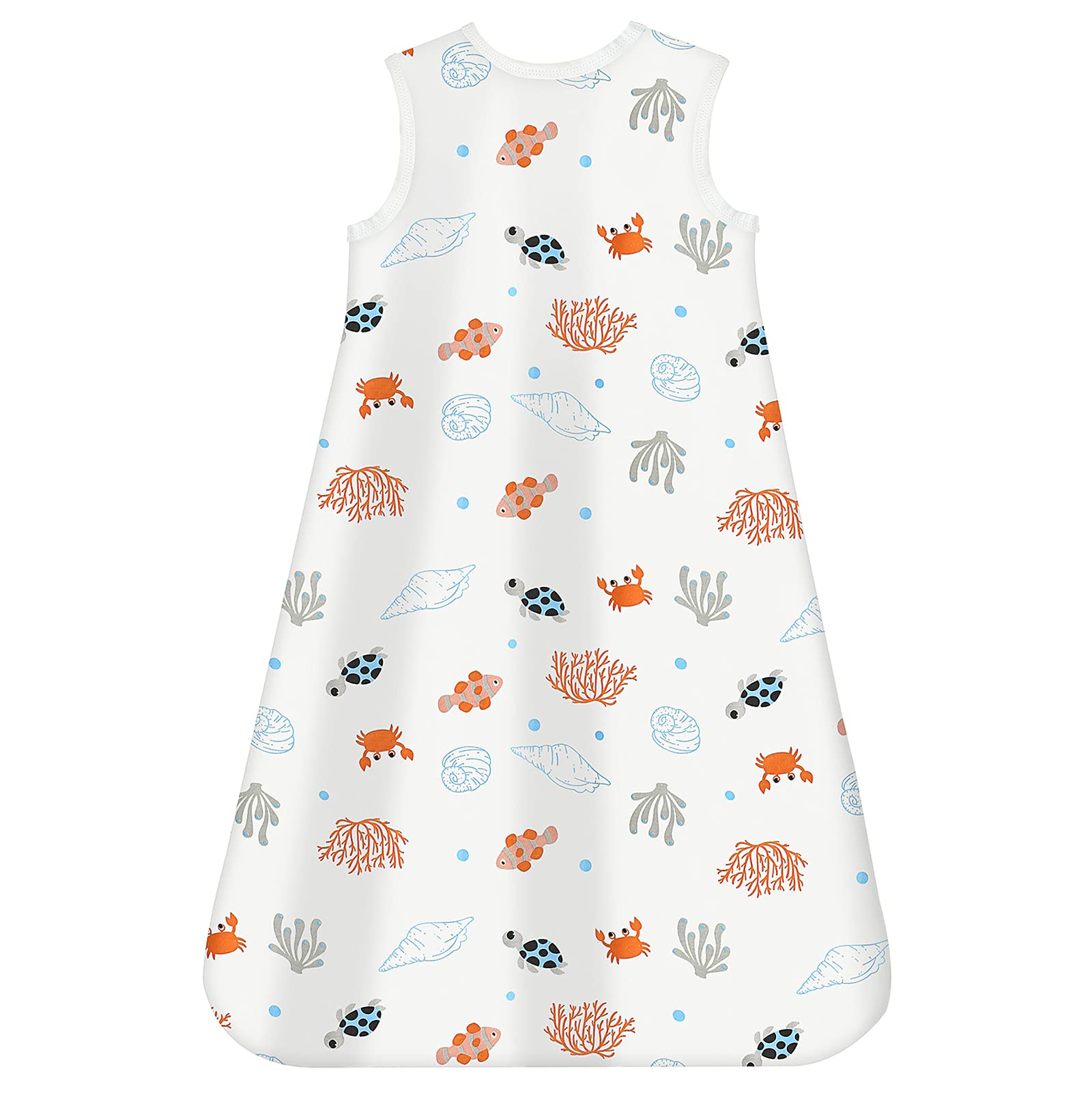 Mosebears Sacco nanna estivo per bambini, 0,5 Tog, 100% cotone, traspirante, sacco nanna (Ocean Animal, L (12-18 mesi)