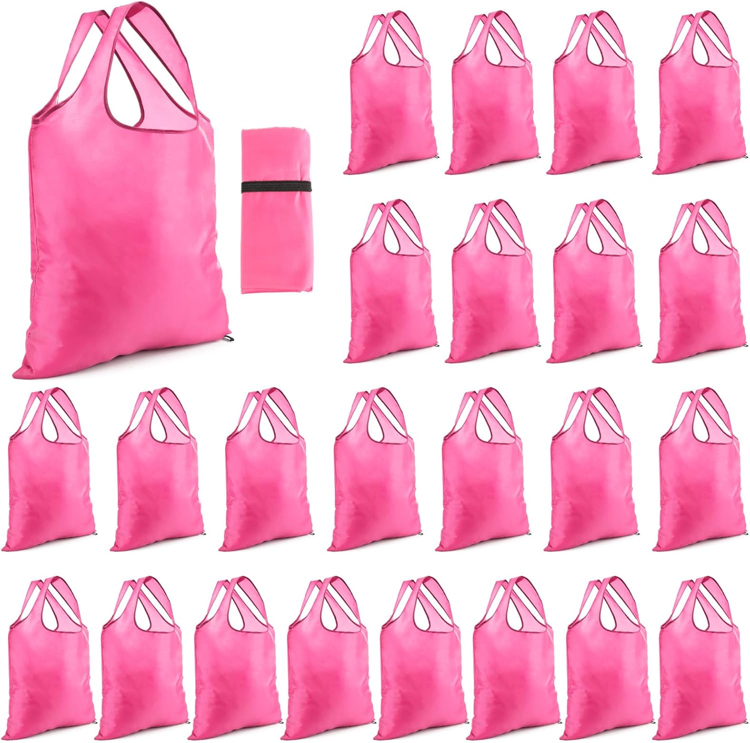 Silkfly 24 Pcs Durable Folding Reusable Grocery Bags Bulk Recycle Shopping Bags with Handles Washable Storage Tote