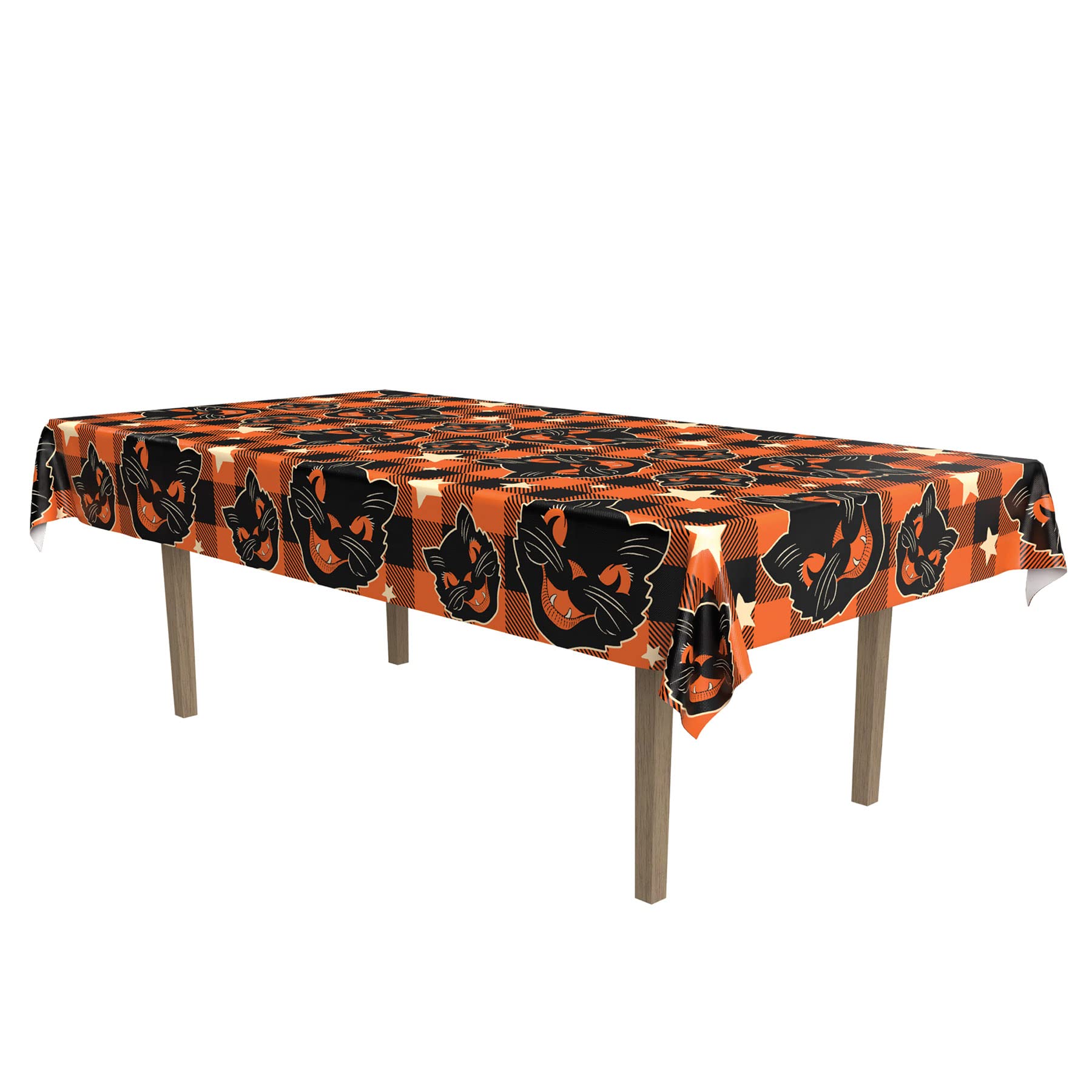 Beistle, tovaglia rettangolare in poliestere, lavabile e riutilizzabile, per feste di Halloween, decorazione per feste, 139,7 x 230 cm, nero/arancione/bianco