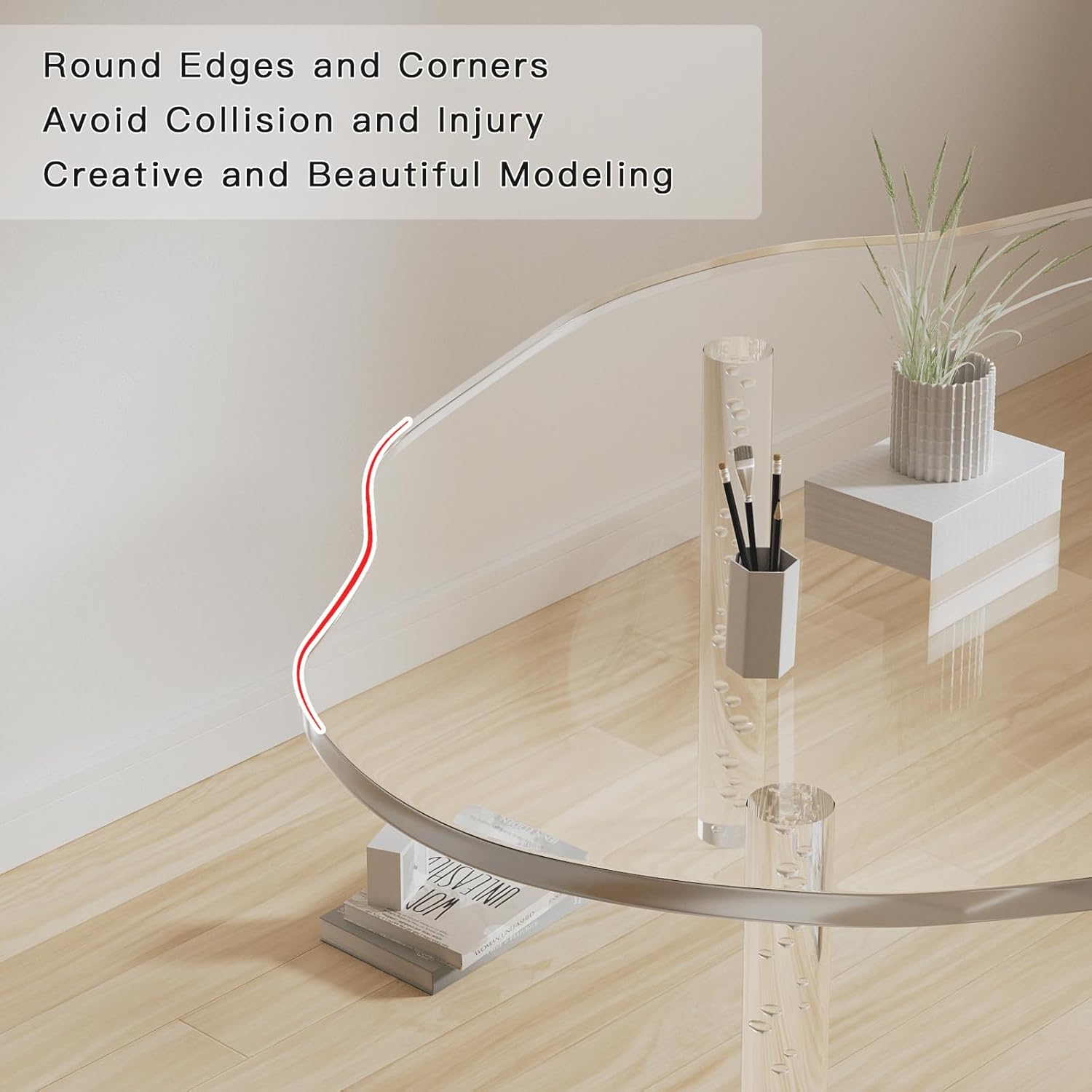 Acrylic Cloud Shape Coffee Table: 39"x28"x16" Modern Irregular Waterfall Clear Coffee Table Furniture with 3 Solid Bubble Legs for Living Room Home Decor