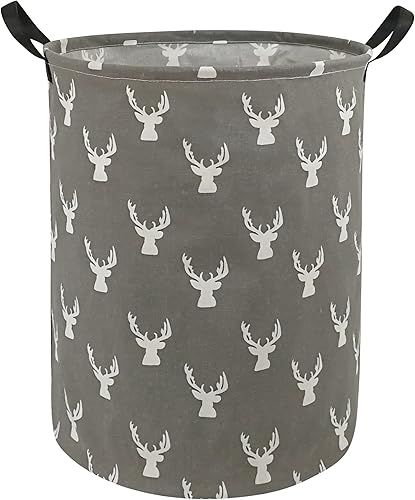 KUNRO canasta redonda grande para almacenamiento, con cubierta impermeable, organizador para la ropa sucia, para la habitación de los niños, para