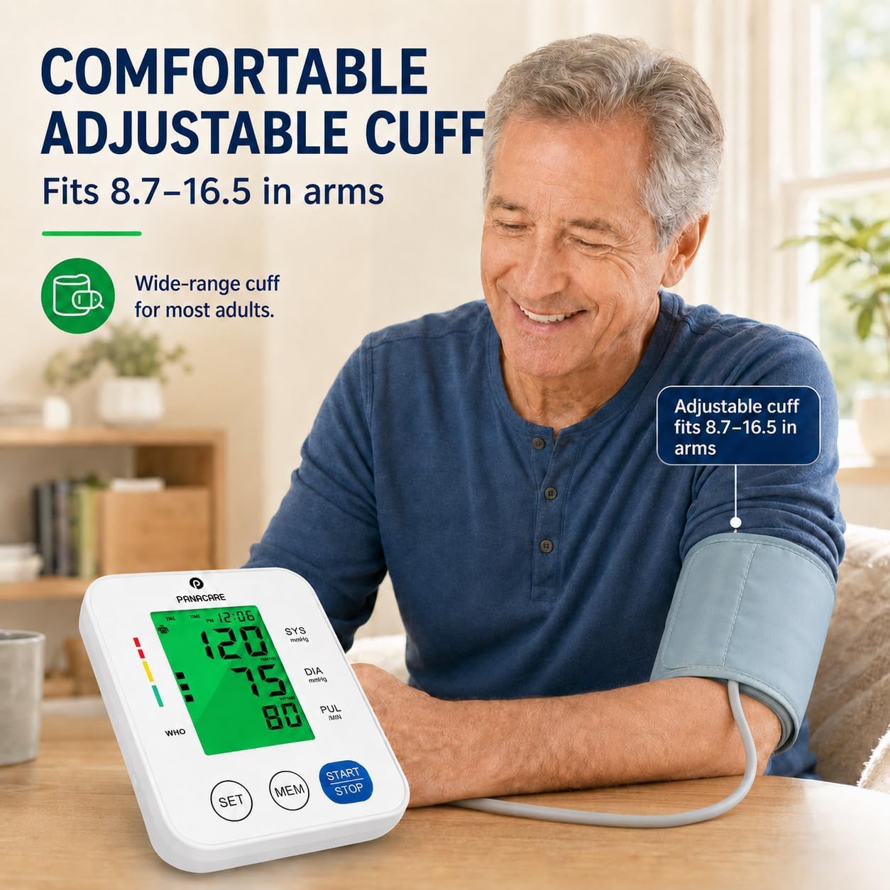 Monitor de presión arterial de brazo eléctrico, dispositivo automático de presión arterial para el hogar, color blanco