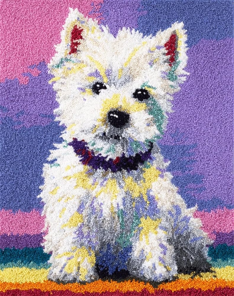 FWRTYCB Latch Hook Rug Kit Westie Dog Puppy