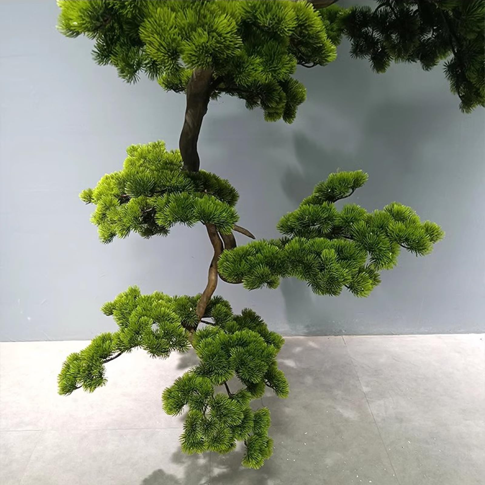 Bonsái Artificial simulado Pino Artificial invertido Planta Verde Paisaje Interior Patio Ventana Pino árbol decoración de Pared Superior para hogar Oficina,