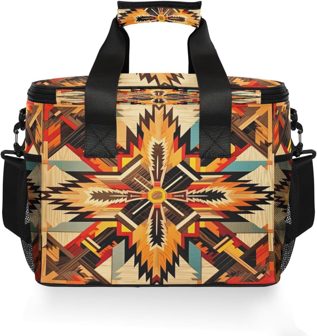 Indian Navajo Cross and Arrow Lunch Box for Men & Women, 15L Leakproof Cooler Lunch Bag Reusable Insulated Lunch Bag with Adjustable Strap for Office Work Picnic Hiking Beach