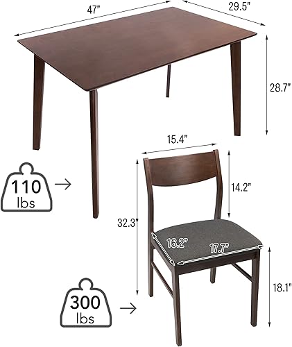 Miniatura 4 de Mesa de comedor moderna de mediados de siglo, mesas de cocina y comedor para 4, mesa de cocina pequeña de 47 pulgadas para sala de estar, hogar,