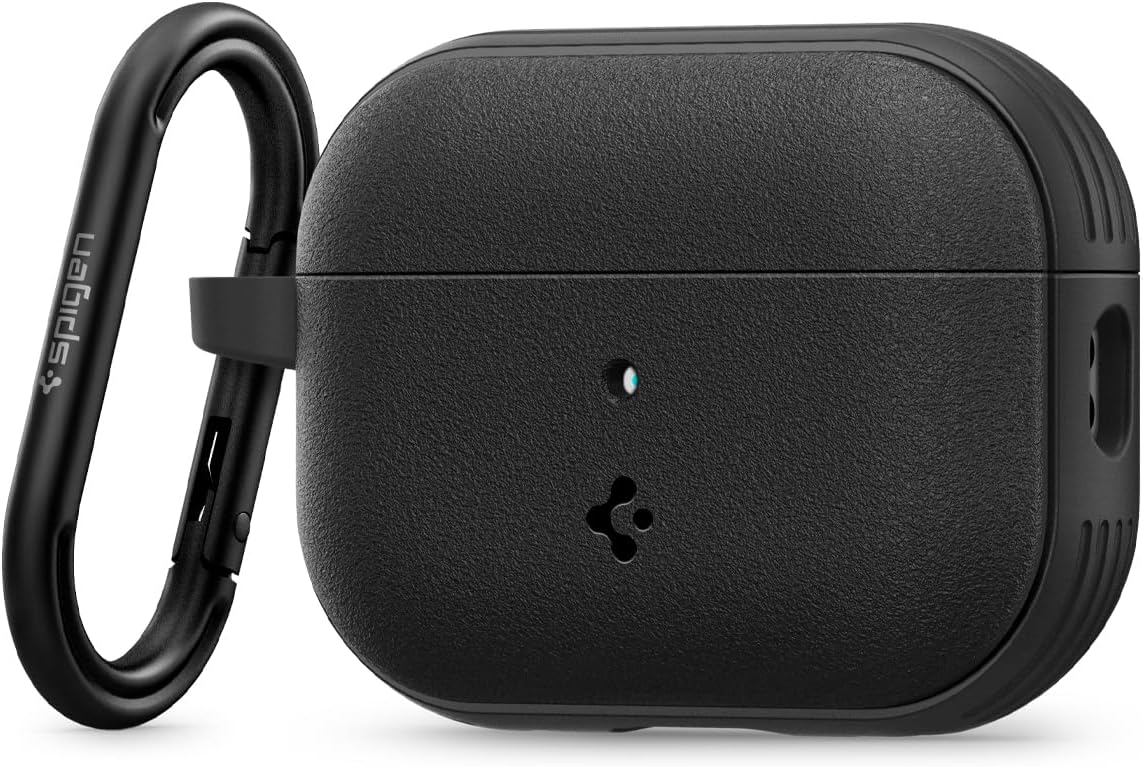 by Spigen Vault Designed for Airpods Pro 2nd Generation Case (2022/2023/2024) Drop Protection Cover with Carabiner - Matte Black